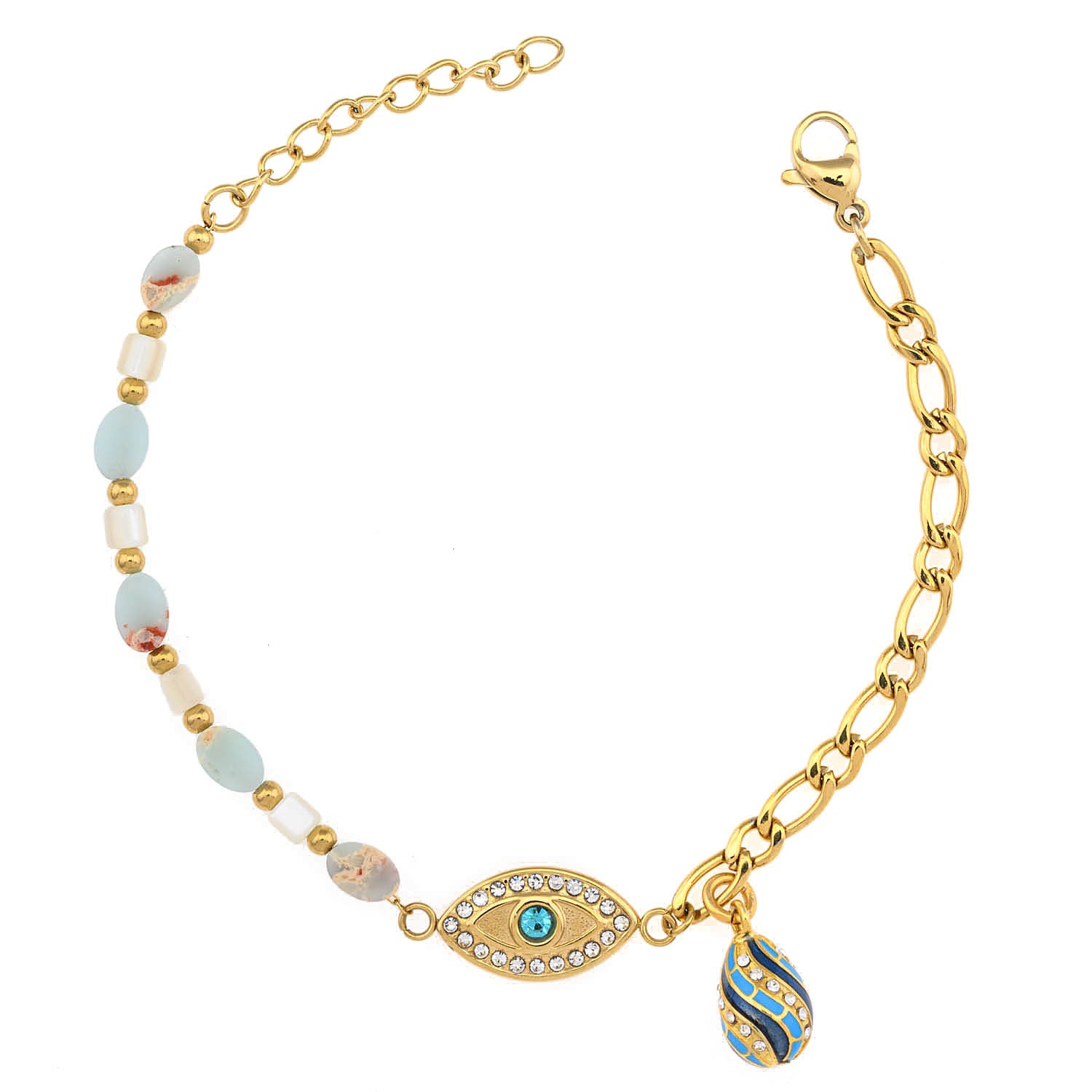 Easter bracelet with an evil eye and an egg