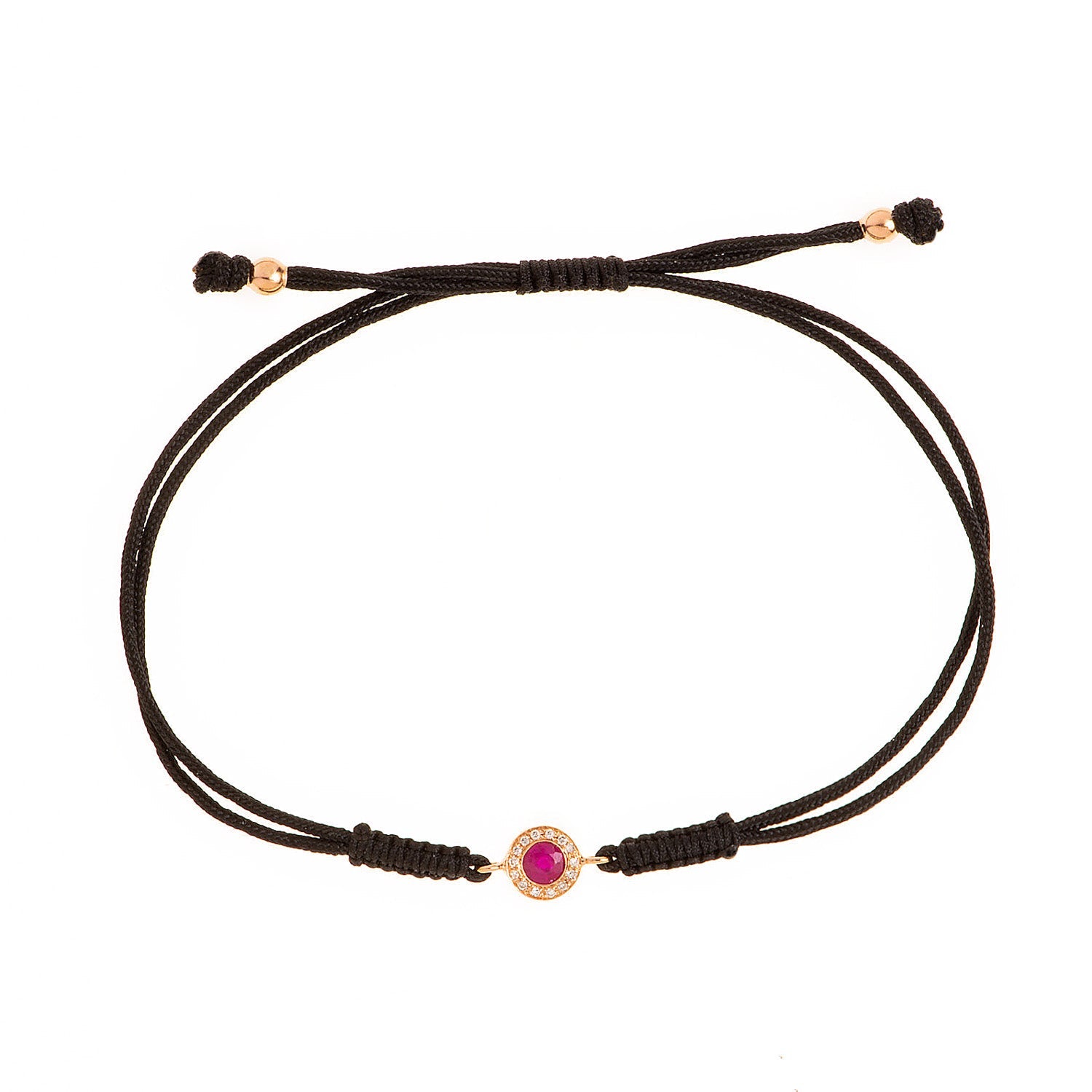 Ruby Bracelet. Rose Gold Bracelet. Diamond Bracelet. Cord Bracelet.