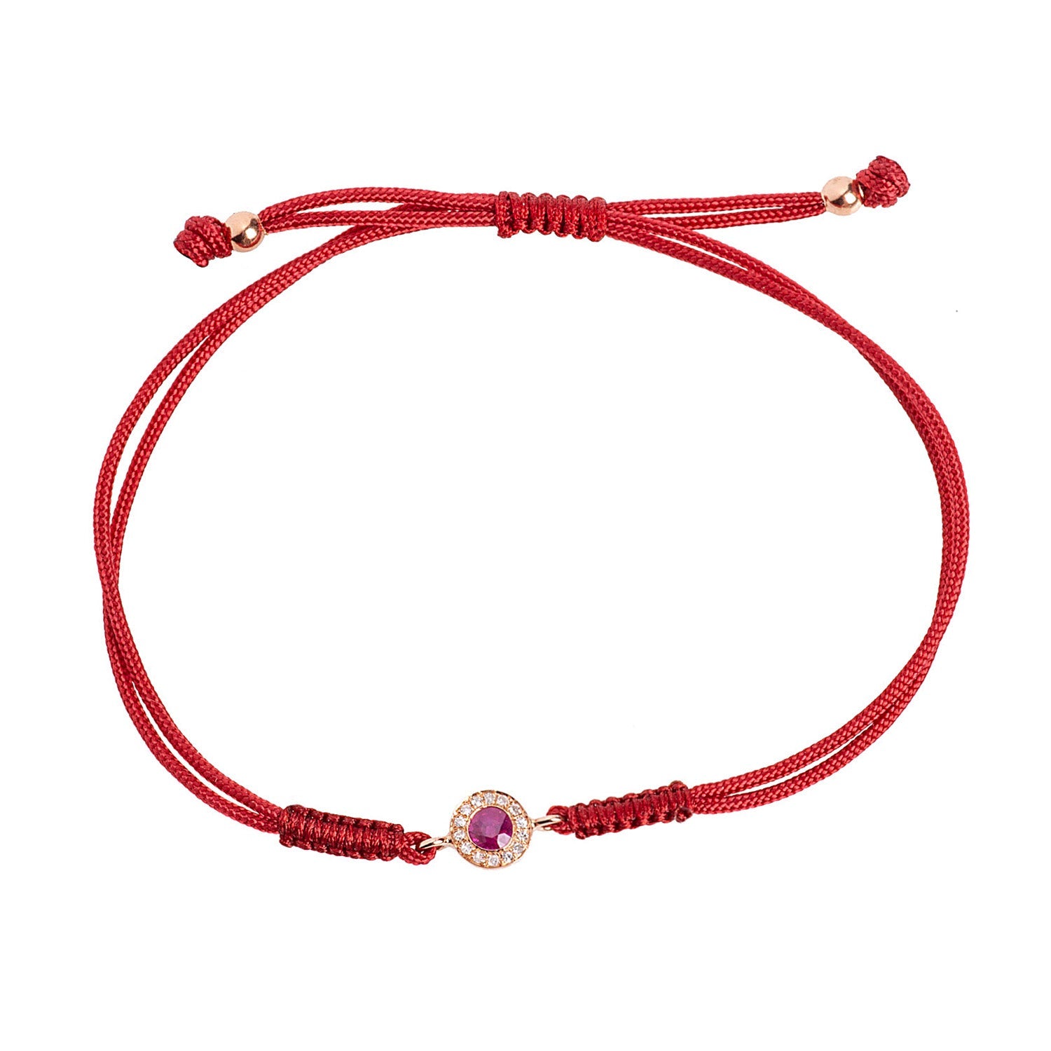 Ruby Bracelet. Rose Gold Bracelet. Diamond Bracelet. Cord Bracelet.
