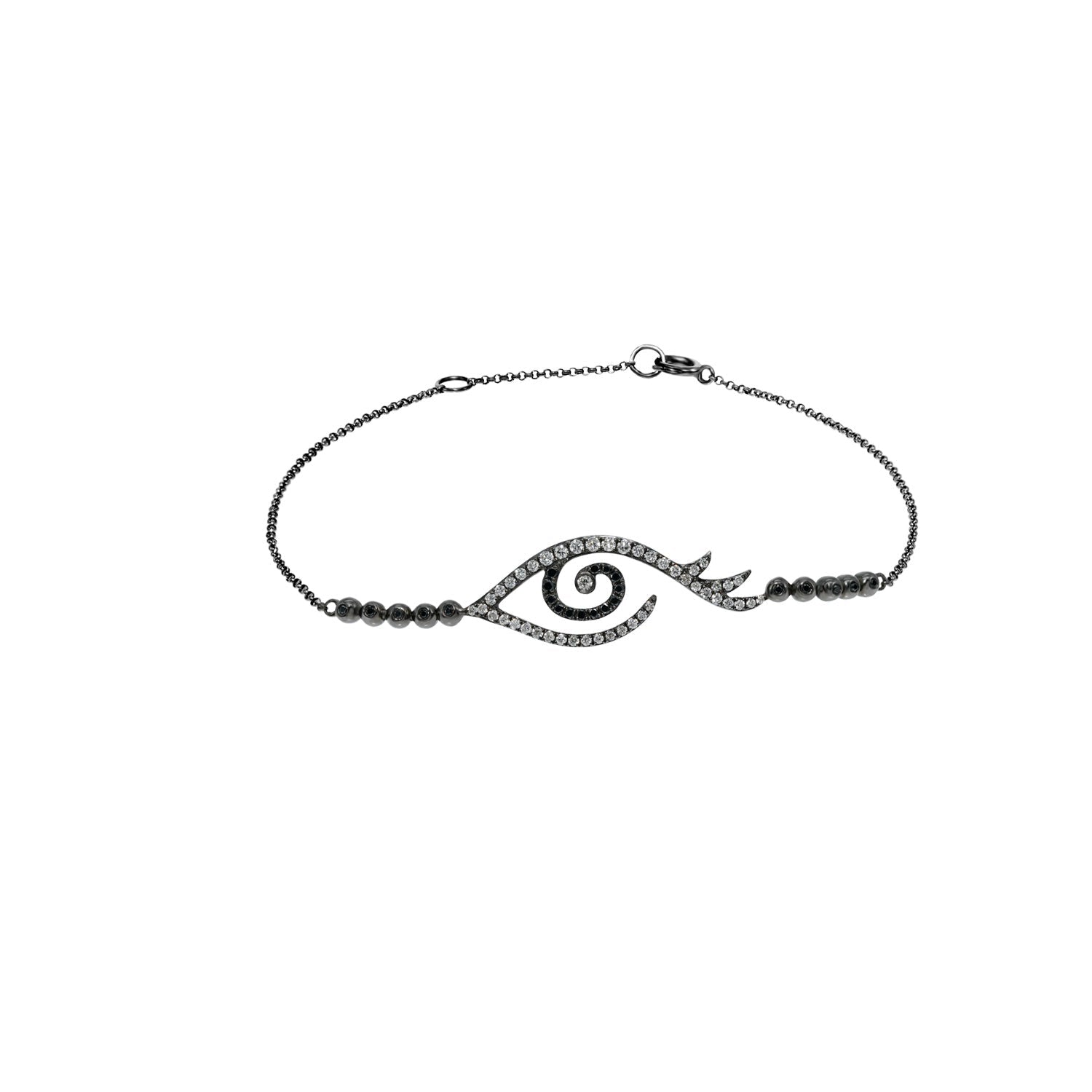 Tattoo gold with white and black diamond bracelet