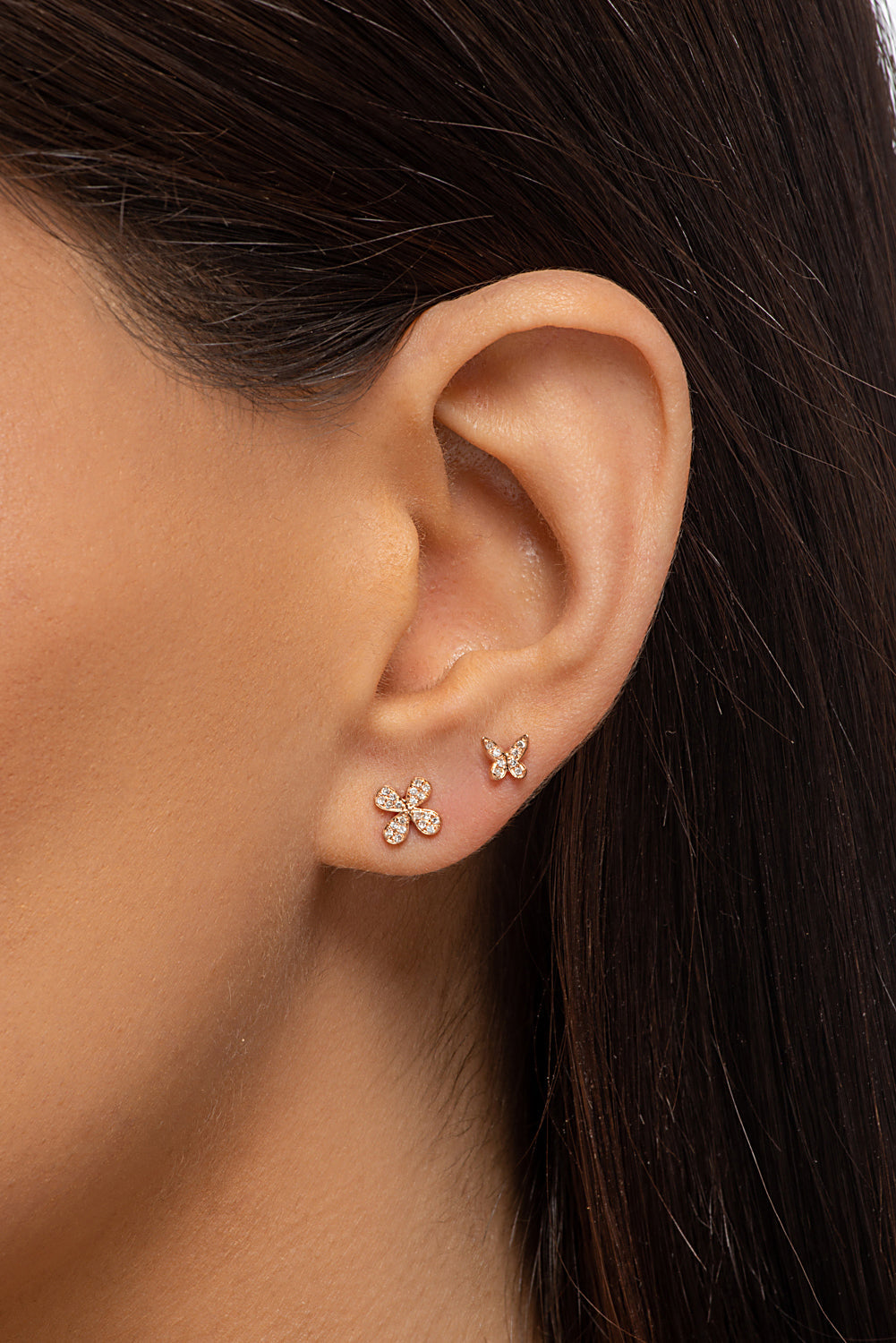 Gold and Diamond Stud Earrings