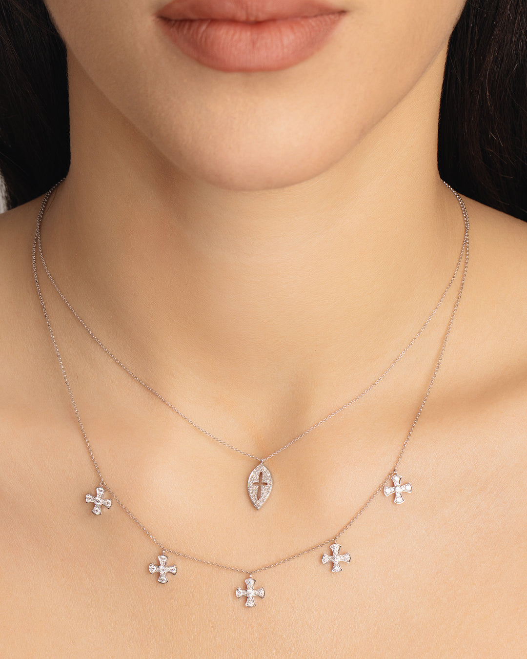 Hanging Crosses Necklace