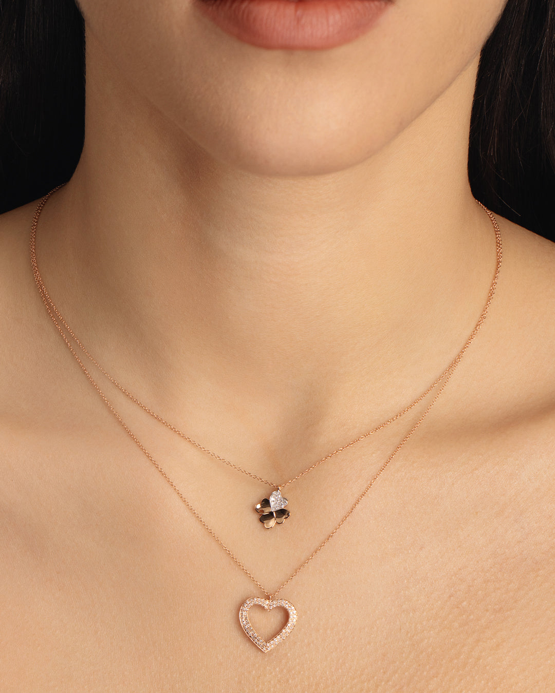Heart Shaped 4 Leaf Clover Necklace