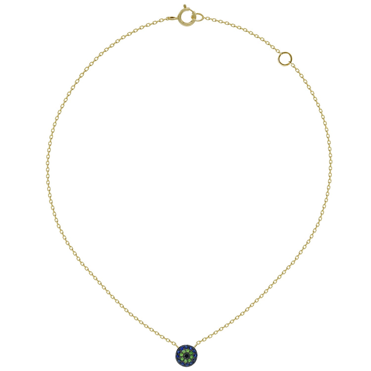 Evil Eye Necklace. Sapphire eye necklace. Κολιέ μάτι. Μάτι κολιέ με μπριγιάν.