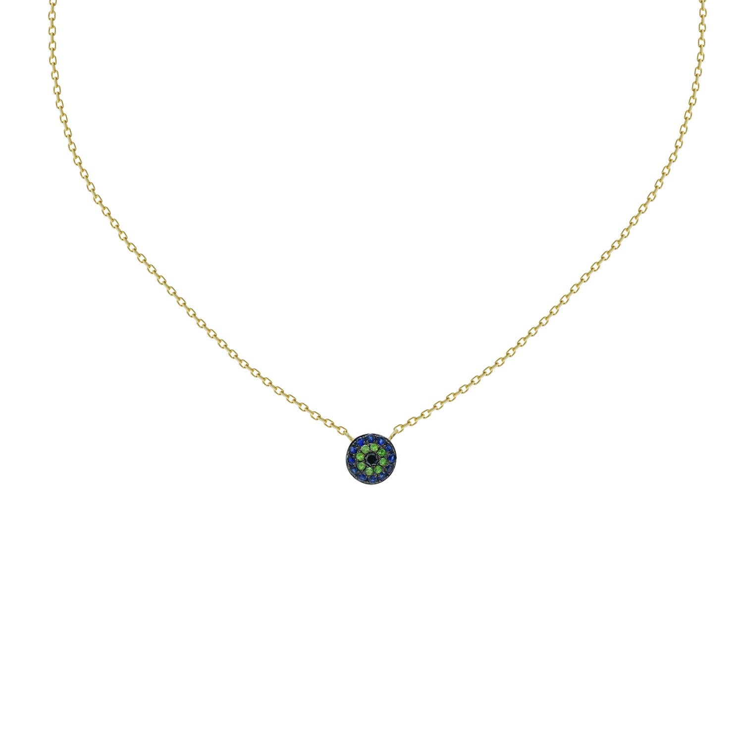 Evil Eye Necklace. Sapphire eye necklace. Κολιέ μάτι. Μάτι κολιέ με μπριγιάν.