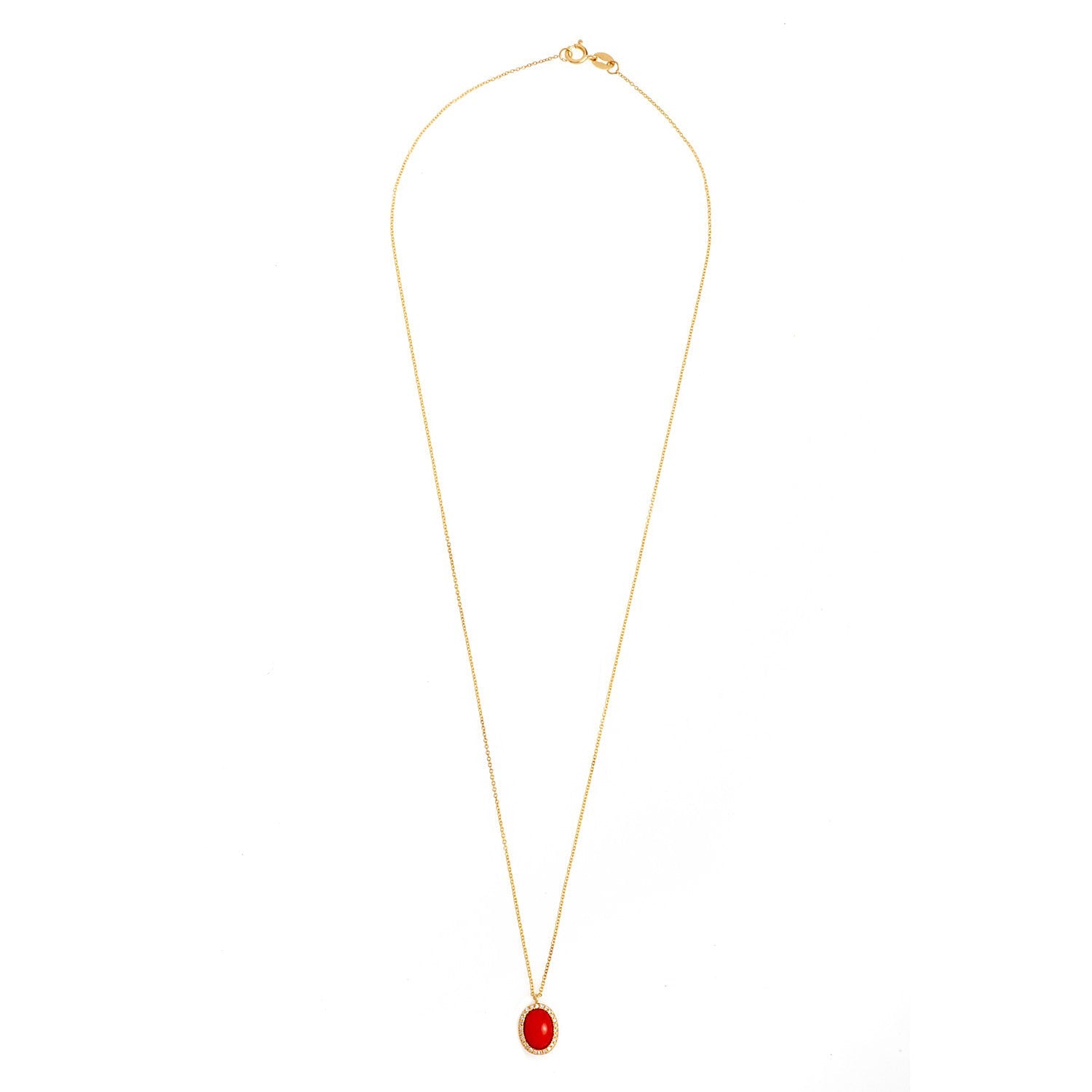 Coral and Diamond necklace. Κολιέ με μπριγιάν και κοράλι.