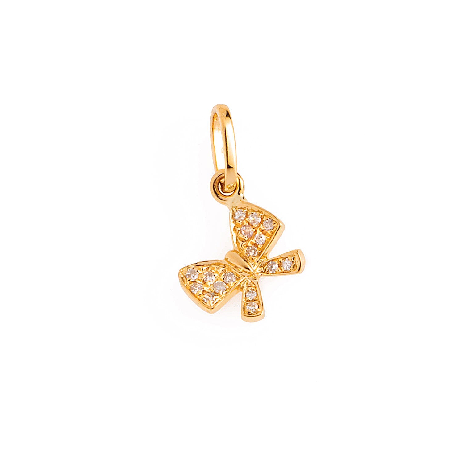 Gold and Diamond Bow Pendant