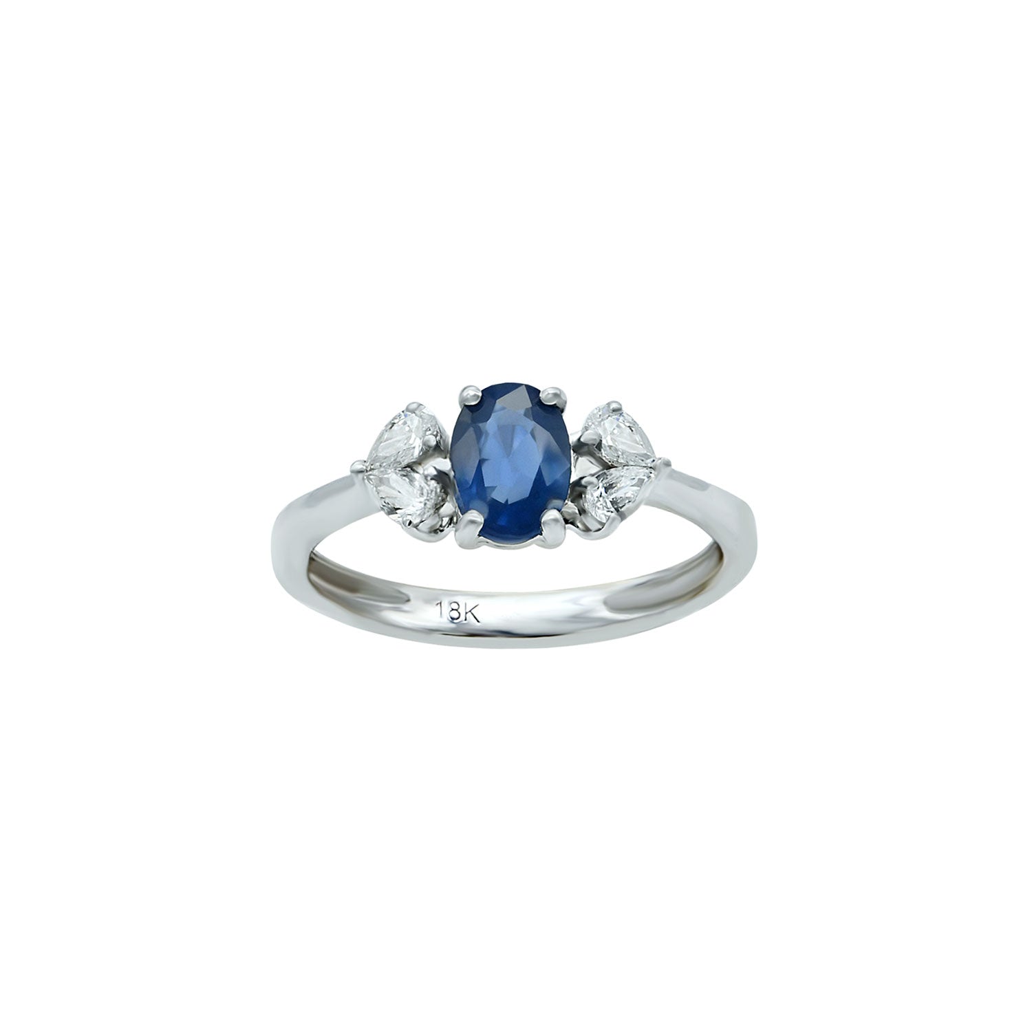 Sapphire ring. Diamond and sapphire ring. Oval sapphire ring. Promise ring.