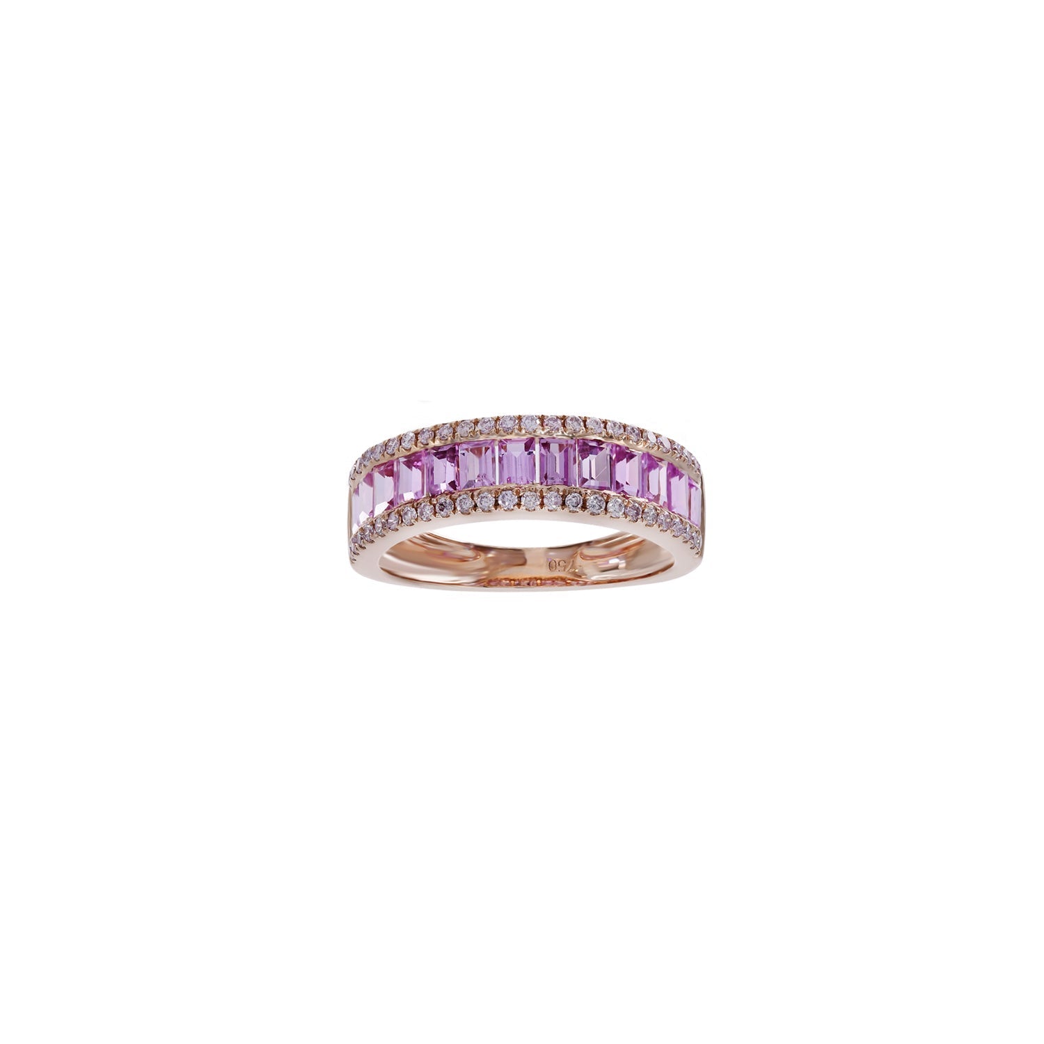 Pink sapphire and diamond ring. Sapphire ring. Pink sapphire ring. Ring with pink stones. Eternity ring.
