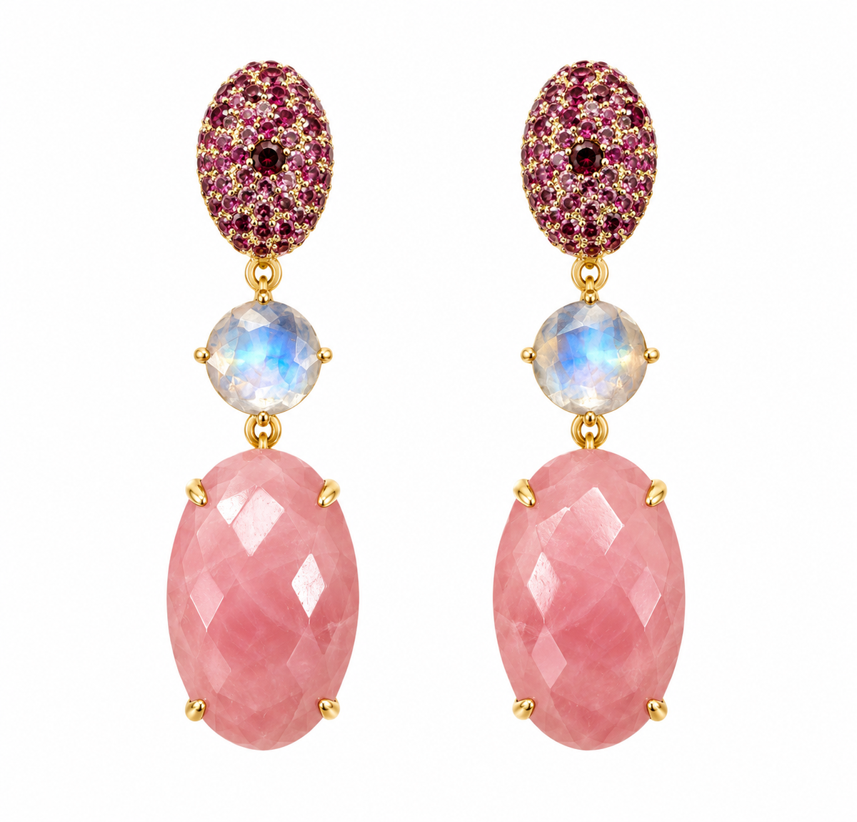 Pink Opal Rain Earrings