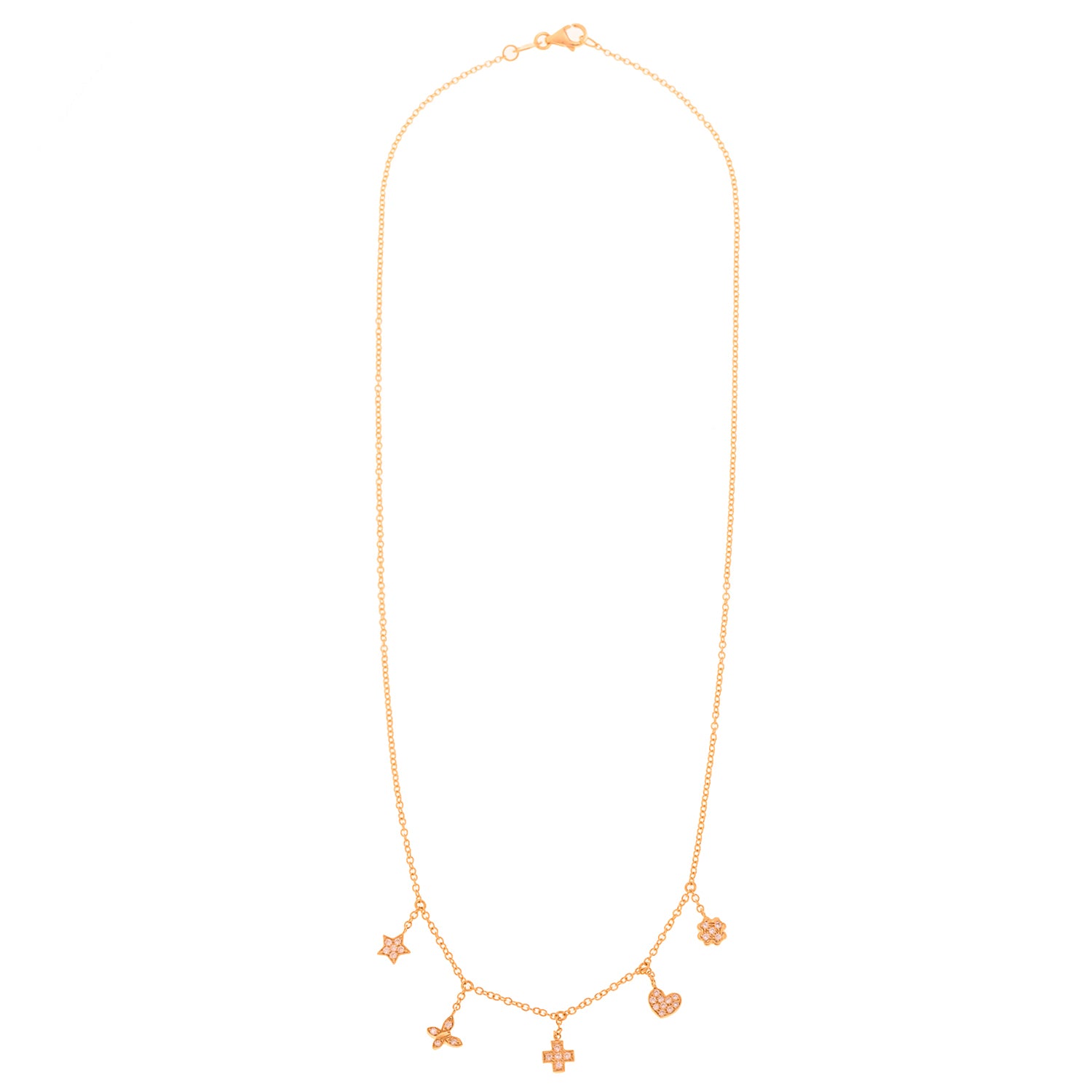 Gold Multi-pendant Necklace with Diamonds