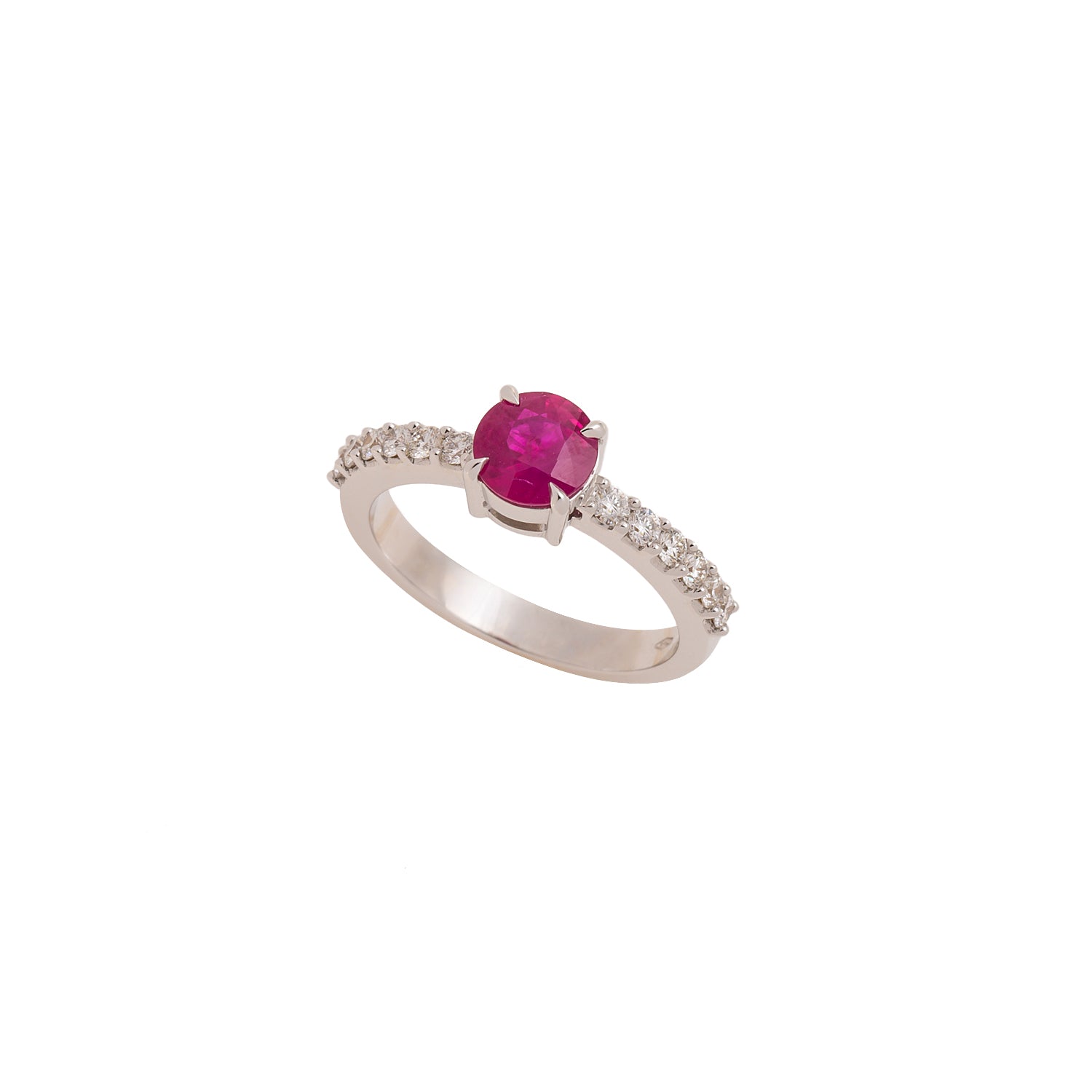 Ruby-centered Ring with Diamond Band