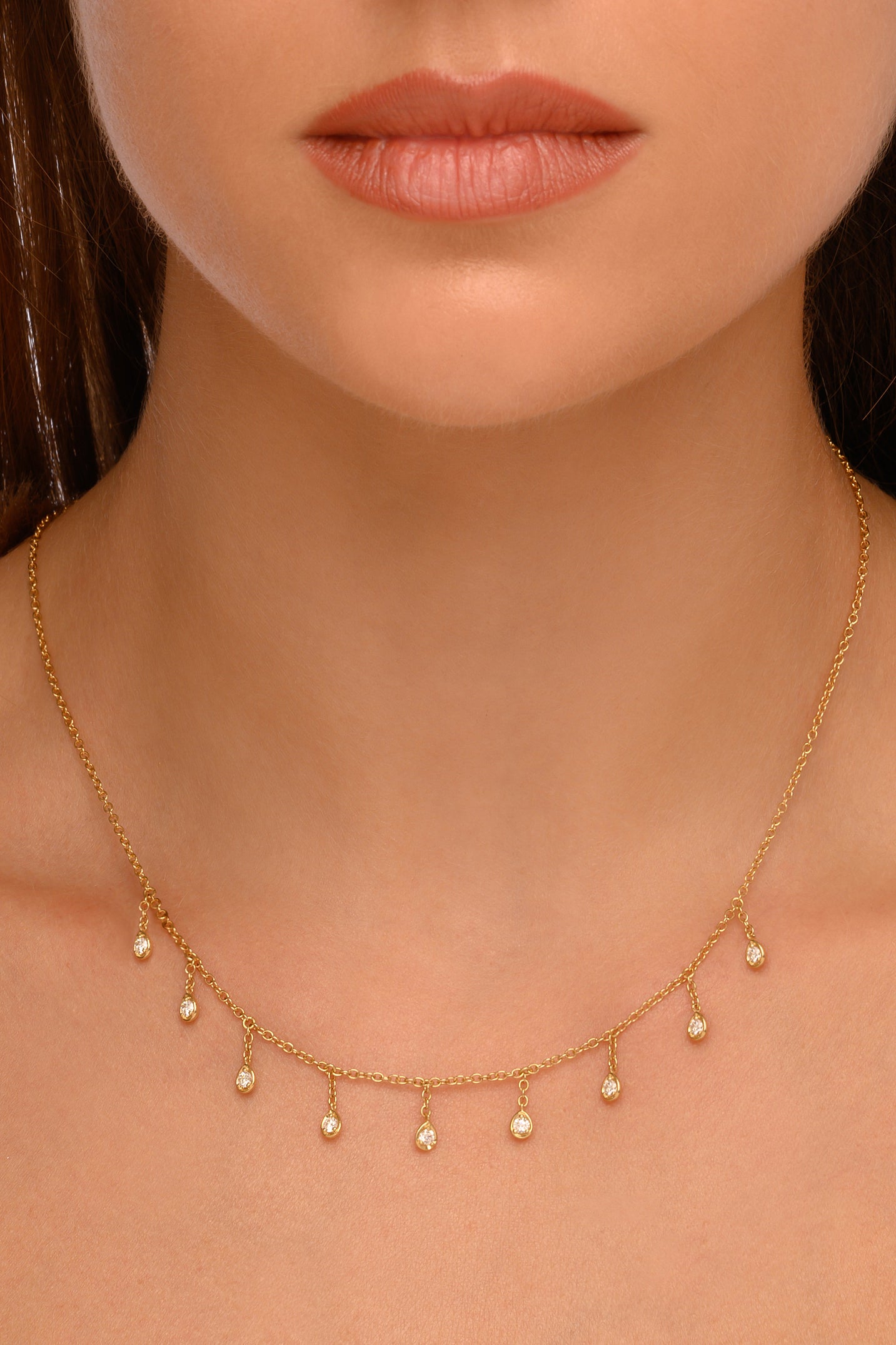 Gold Dangle Diamond Necklace