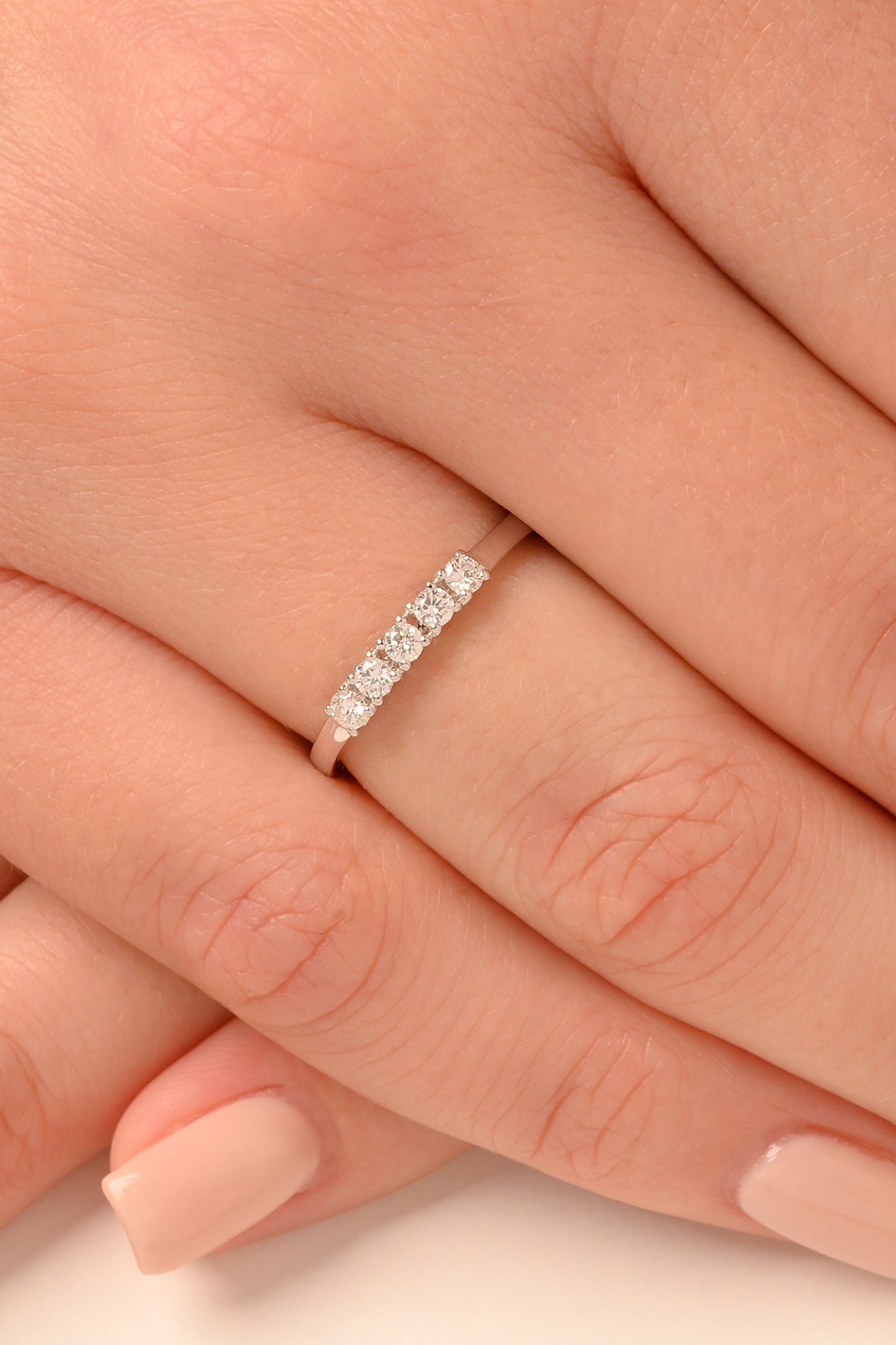 White Gold Five Diamond Ring