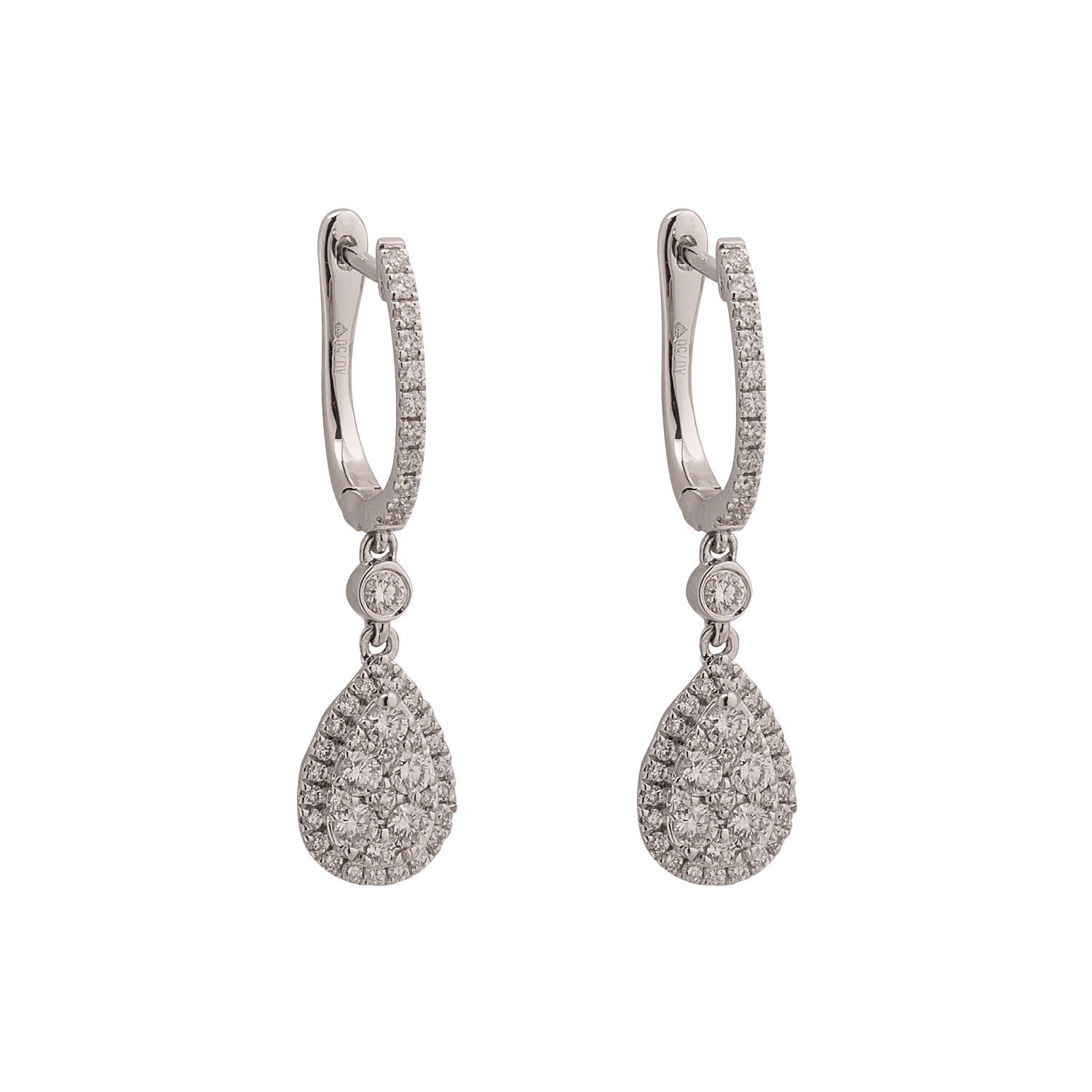 White Gold Diamond Hoops with Drop Dangle