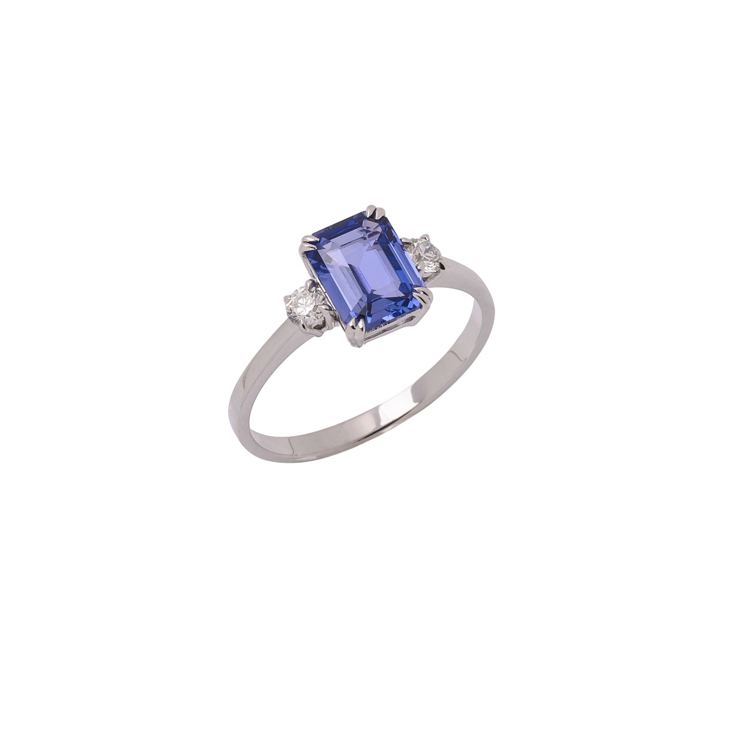Sapphire Ring with  two Diamonds