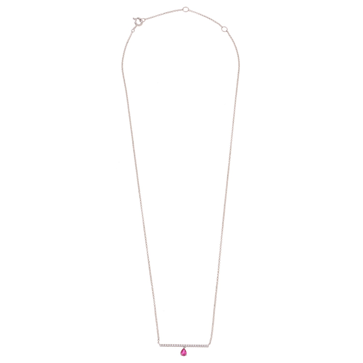 Diamond Bar Necklace with Ruby Tear