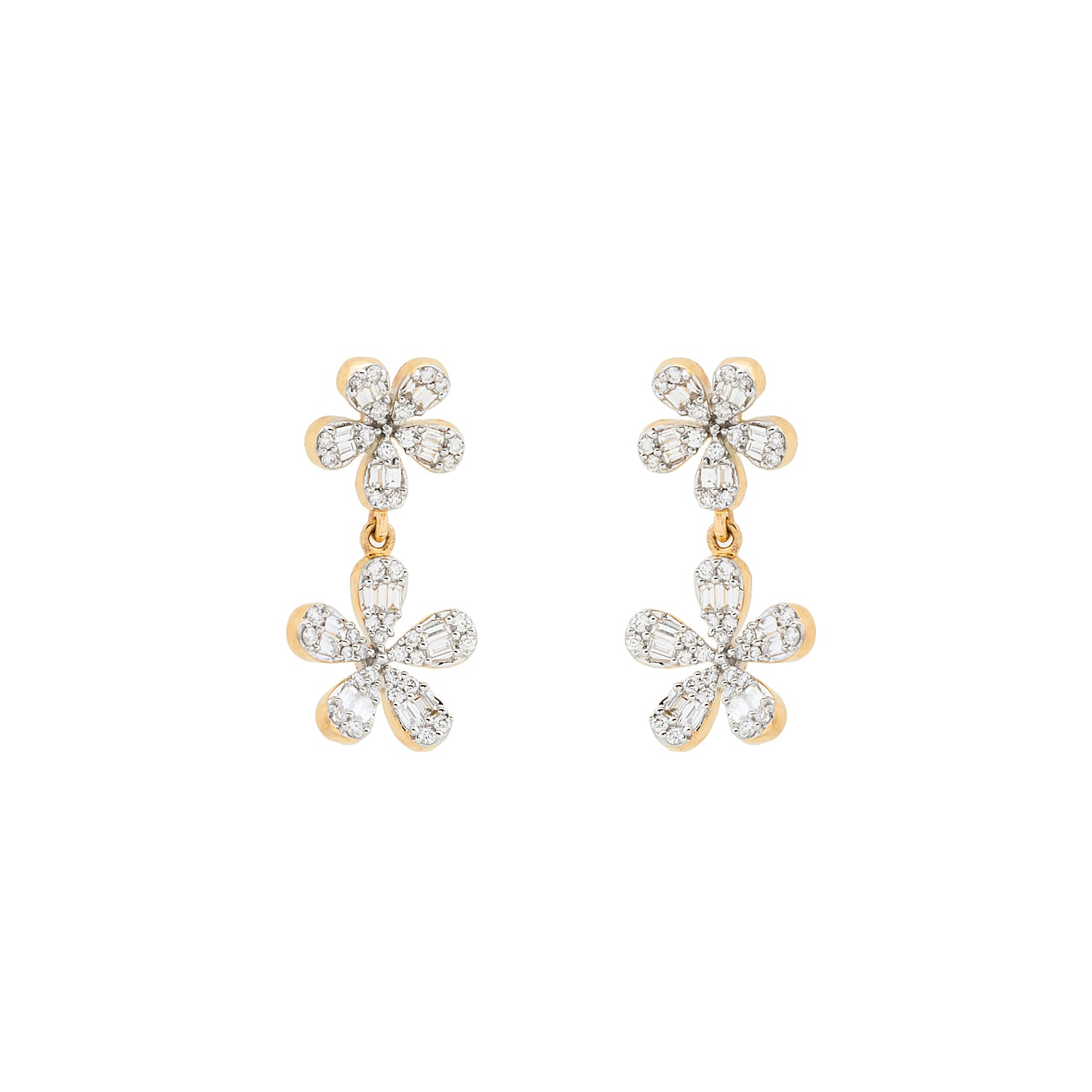 Diamond double Flower earrings
