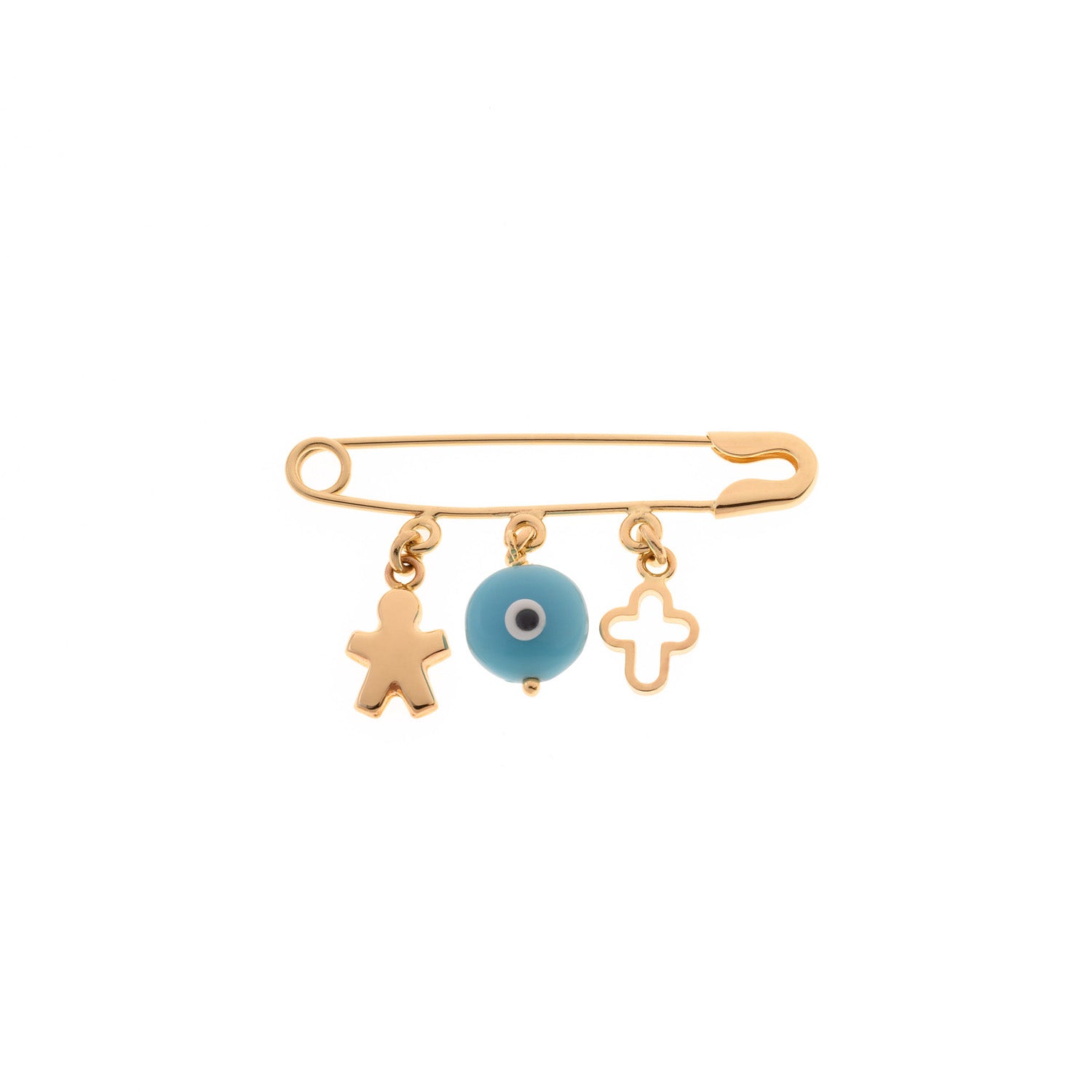 Gold Pin with Triple Pendants