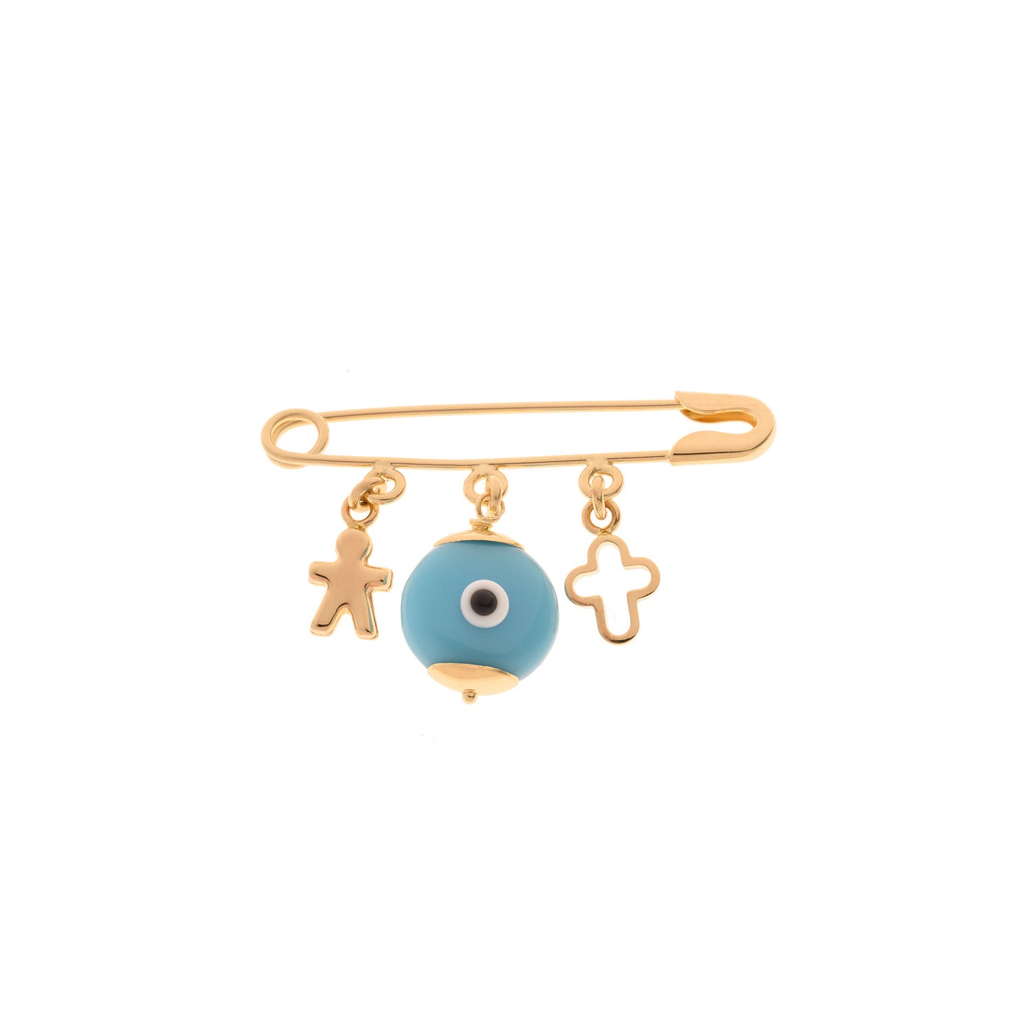 Gold Pendant with Centered Evil Eye