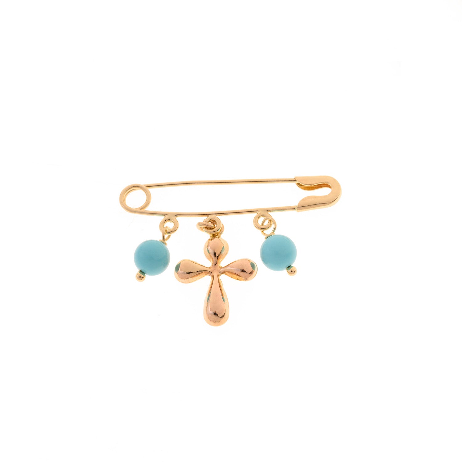 Gold Pin with Cross and Beads