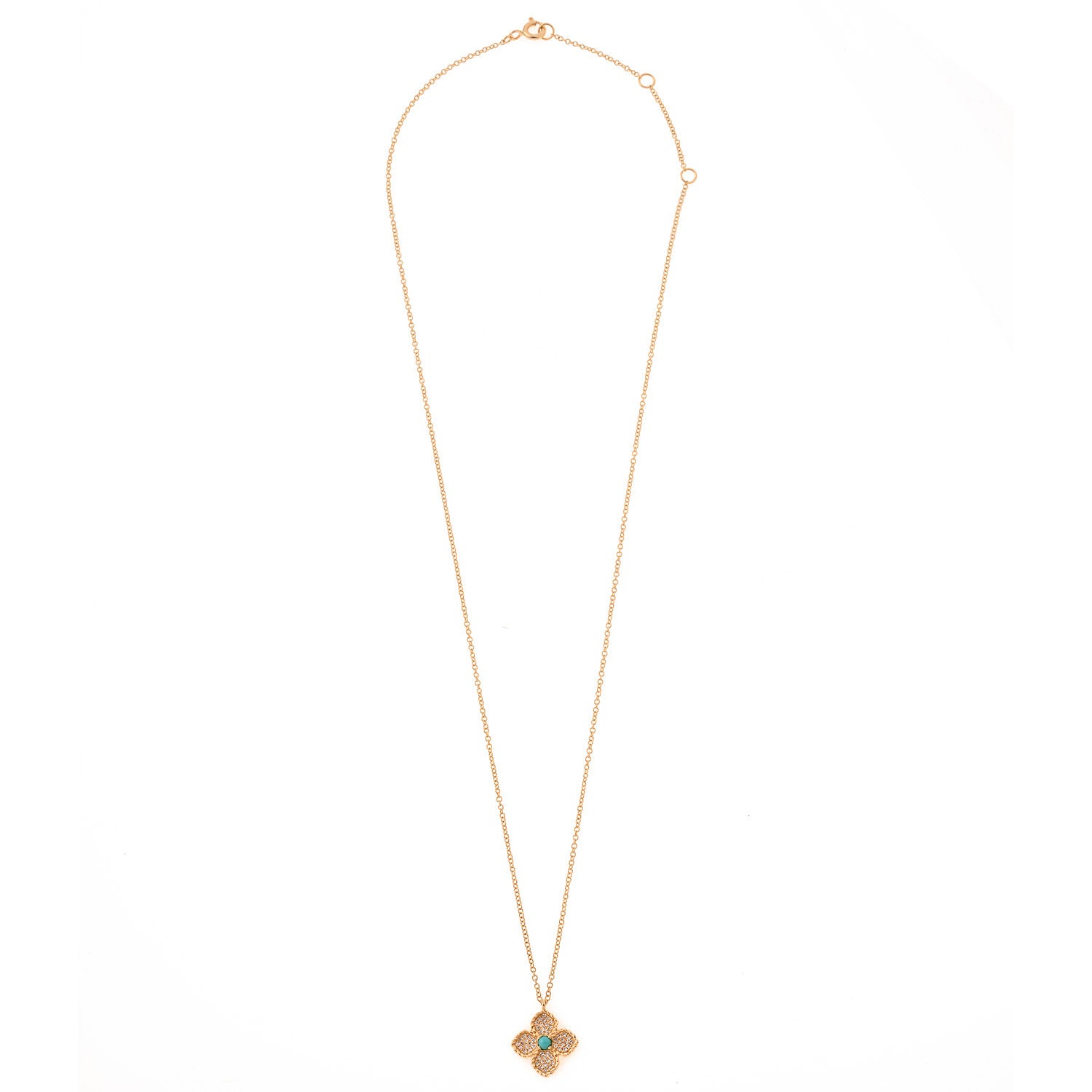 Gold Cross Necklace with Turquoise Center Stone