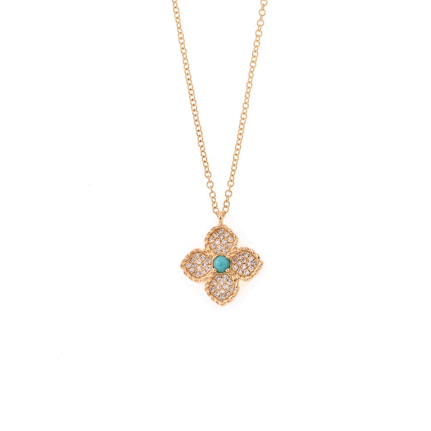 Gold Cross Necklace with Turquoise Center Stone