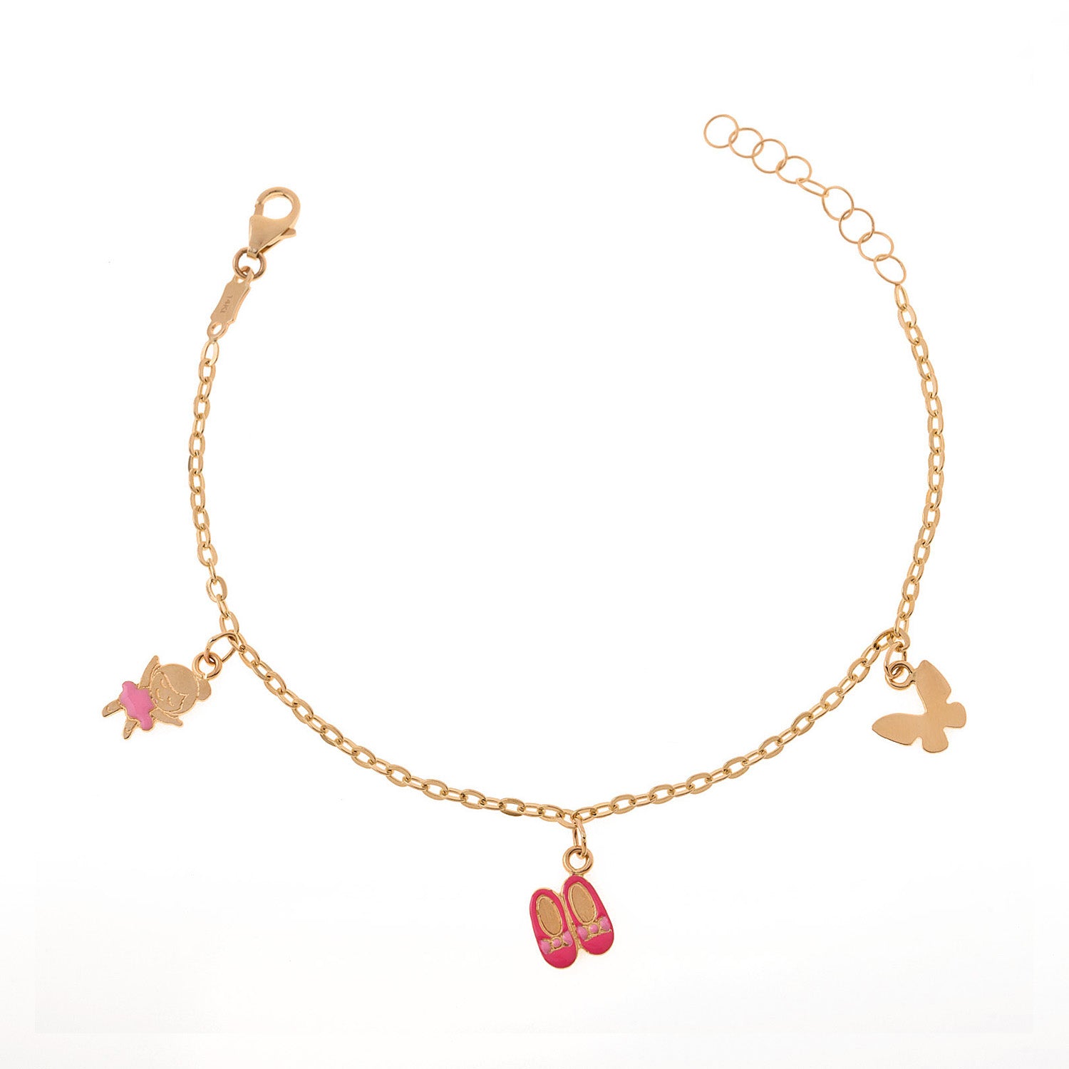 Gold Bracelet with Charms