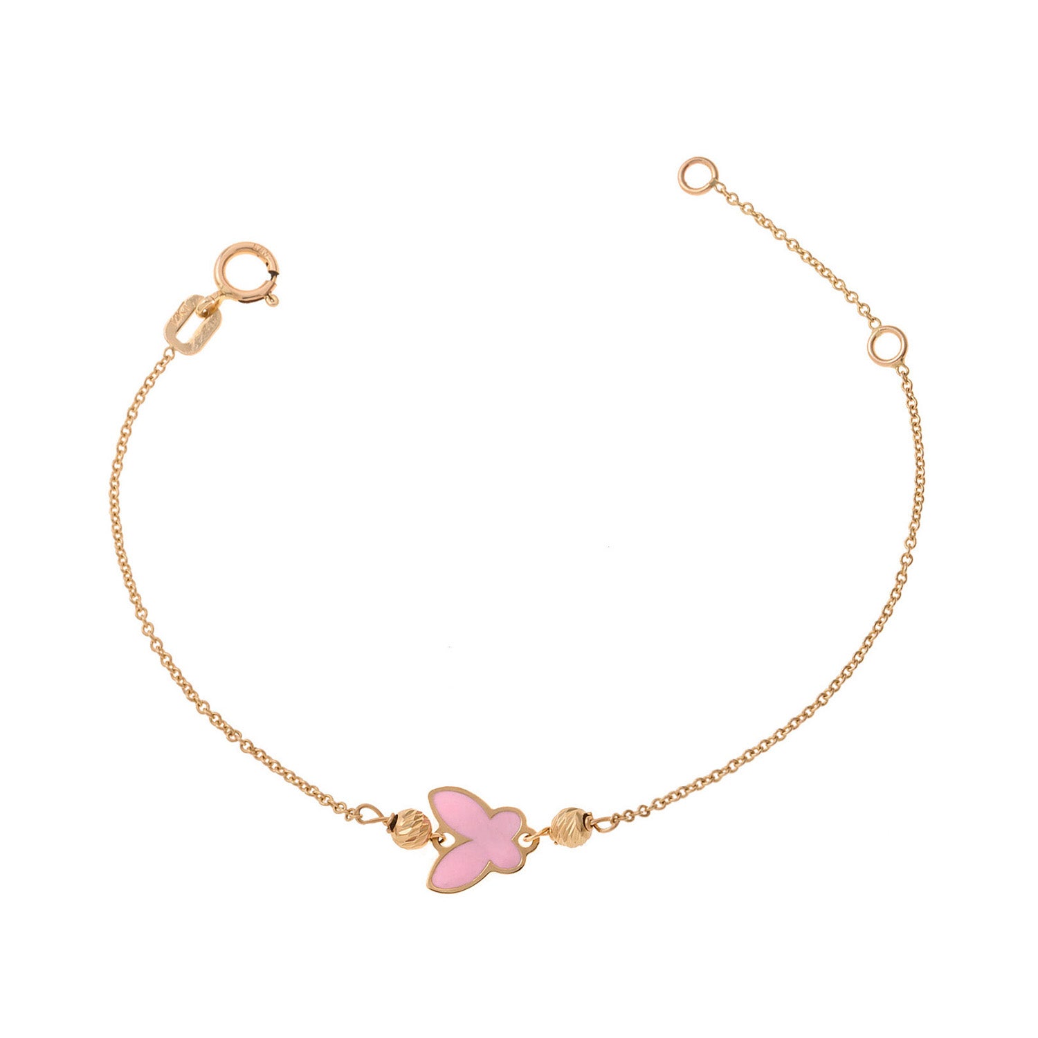 Gold Bracelet with Pink Butterfly