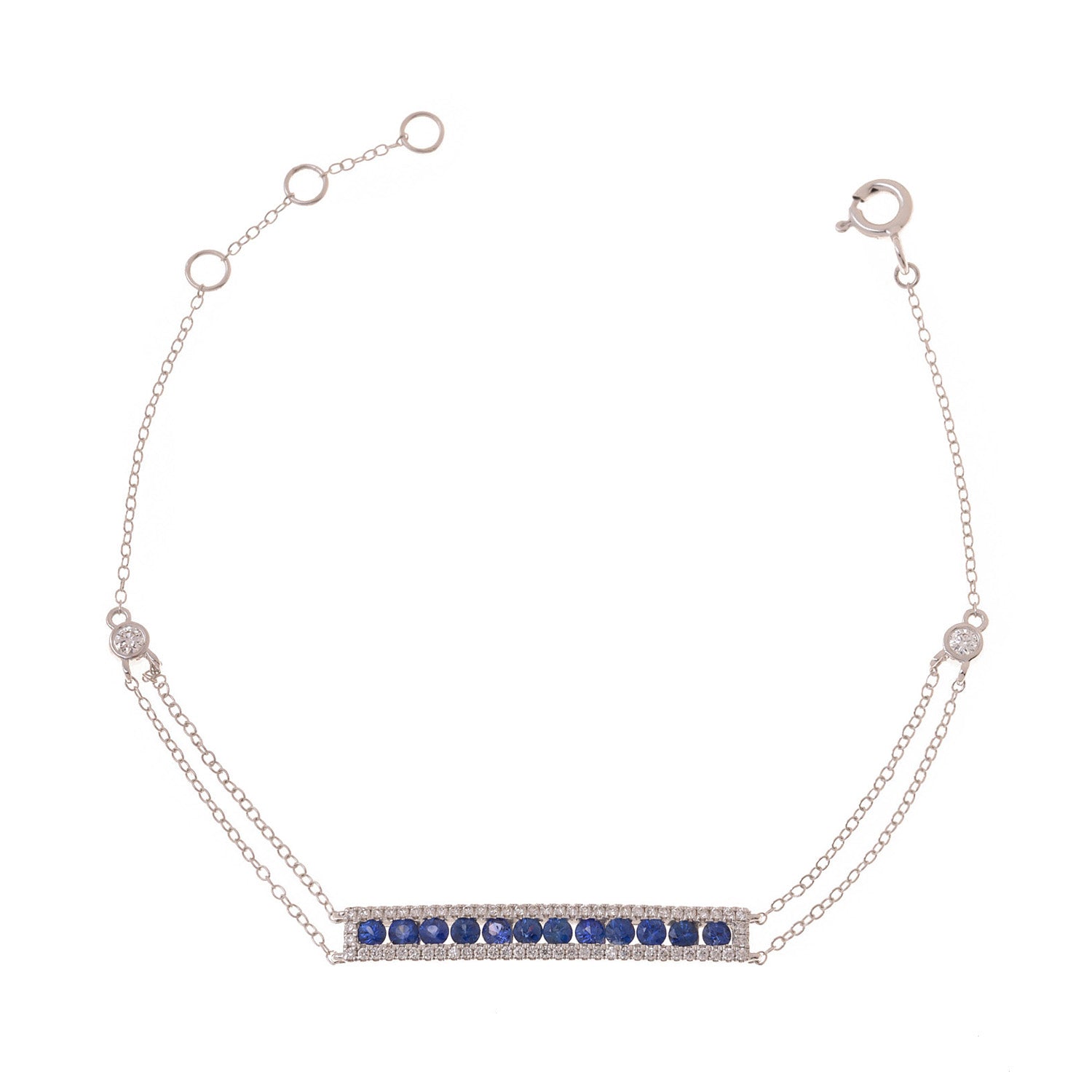Sapphire Bracelet Enclosed in Diamonds