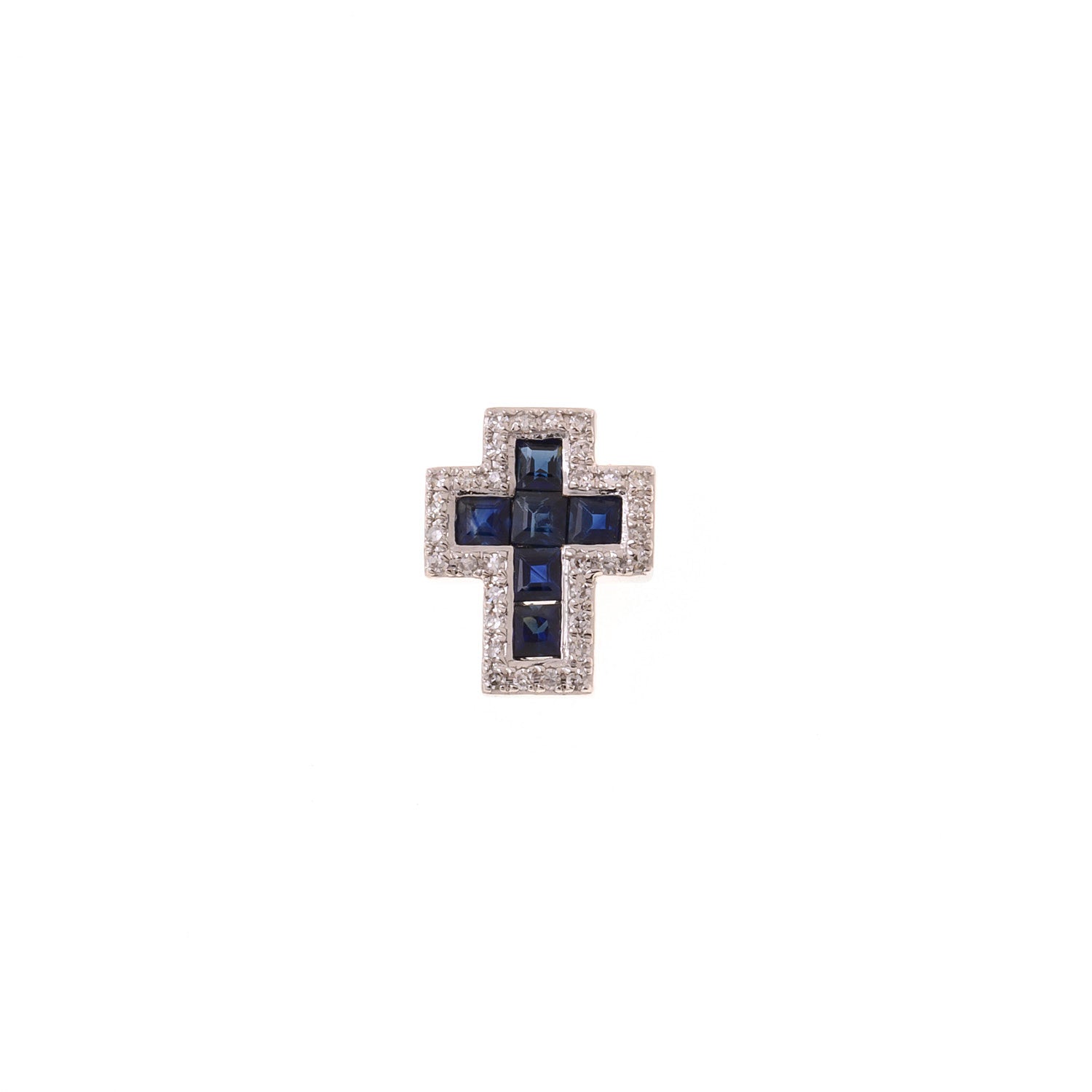Squared Sapphire Cross Pendant with Diamonds