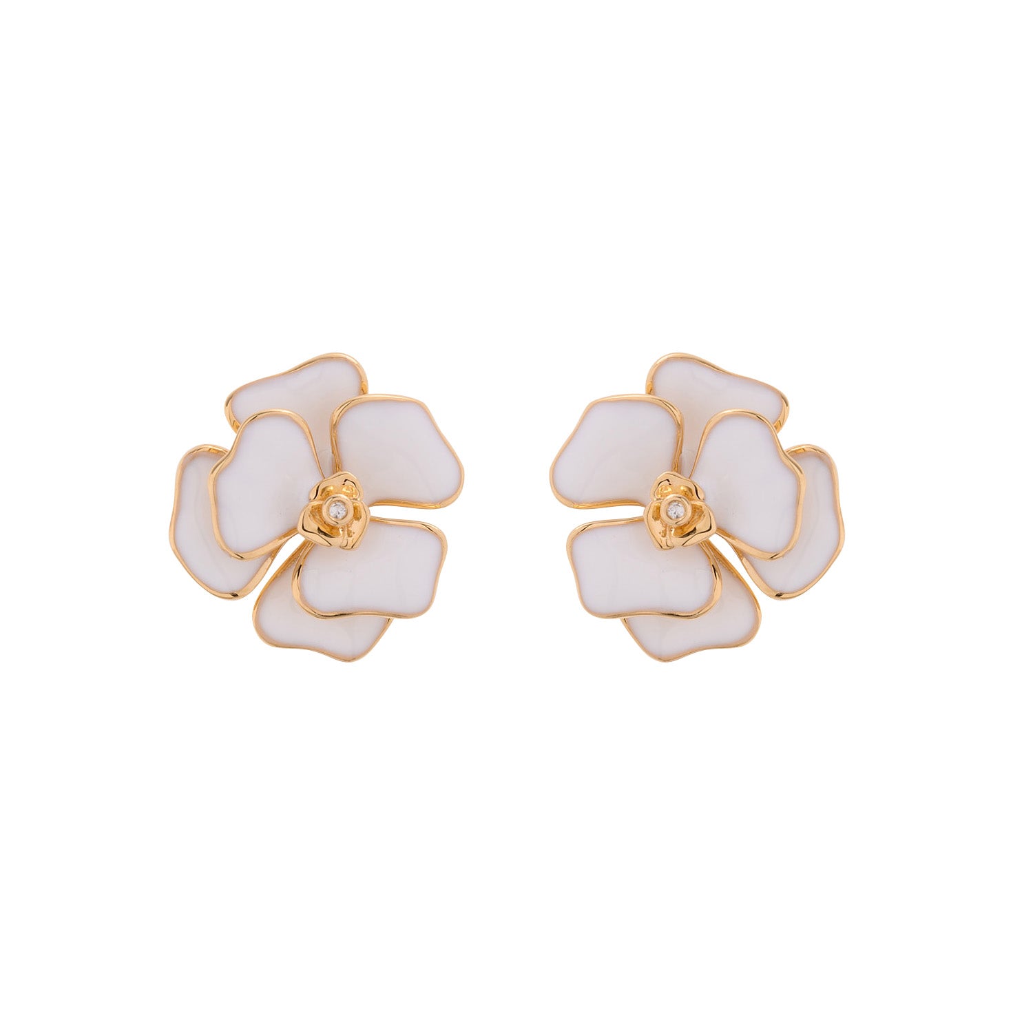 White Paisley Stud Earrings