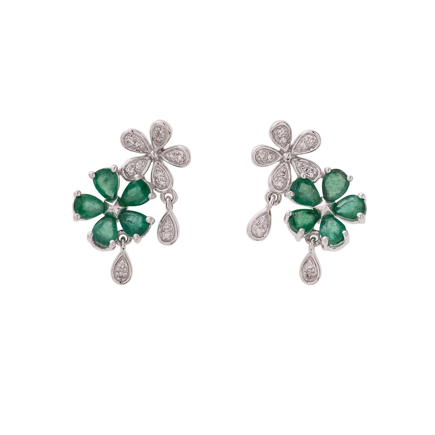 Dual Daisy Earrings with Emeralds