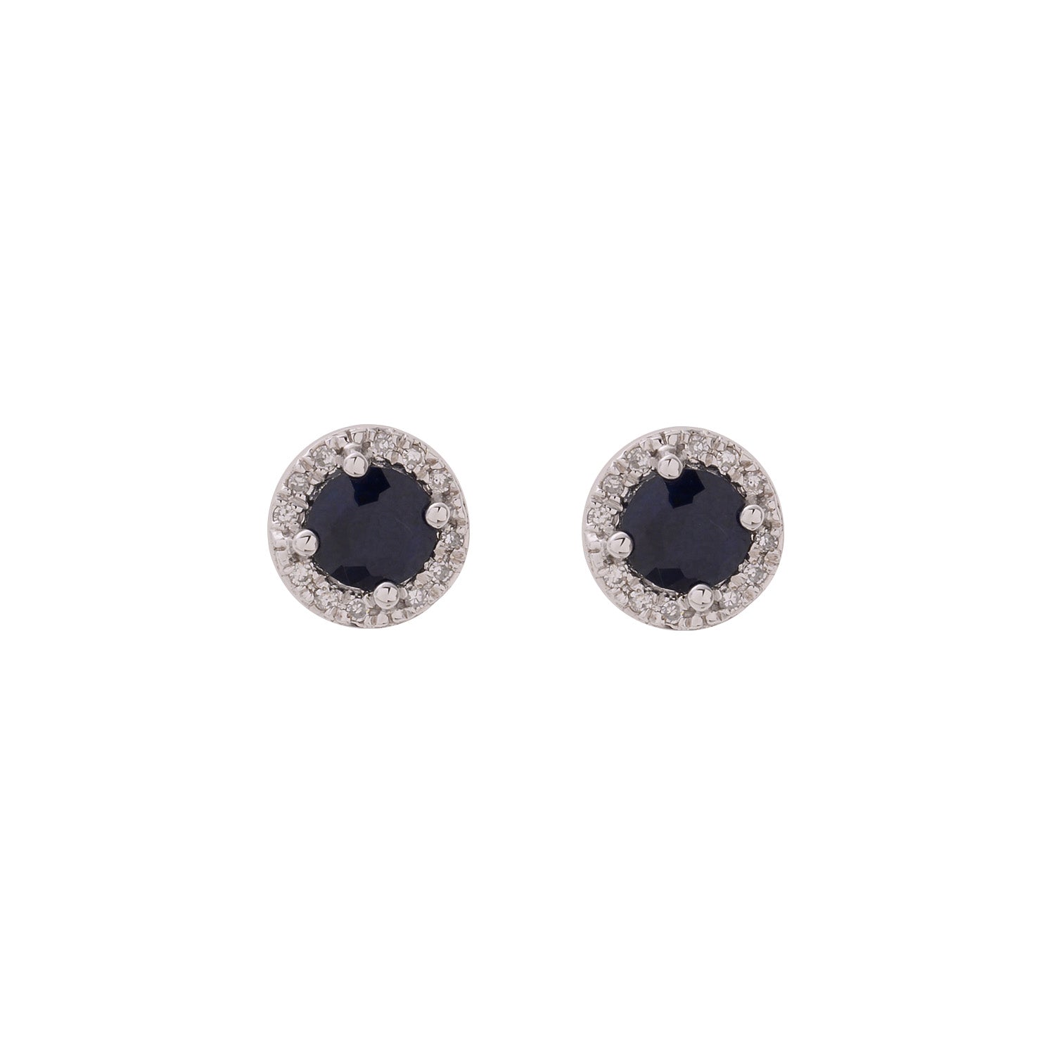 White Gold Sapphire Halo Stud Earrings