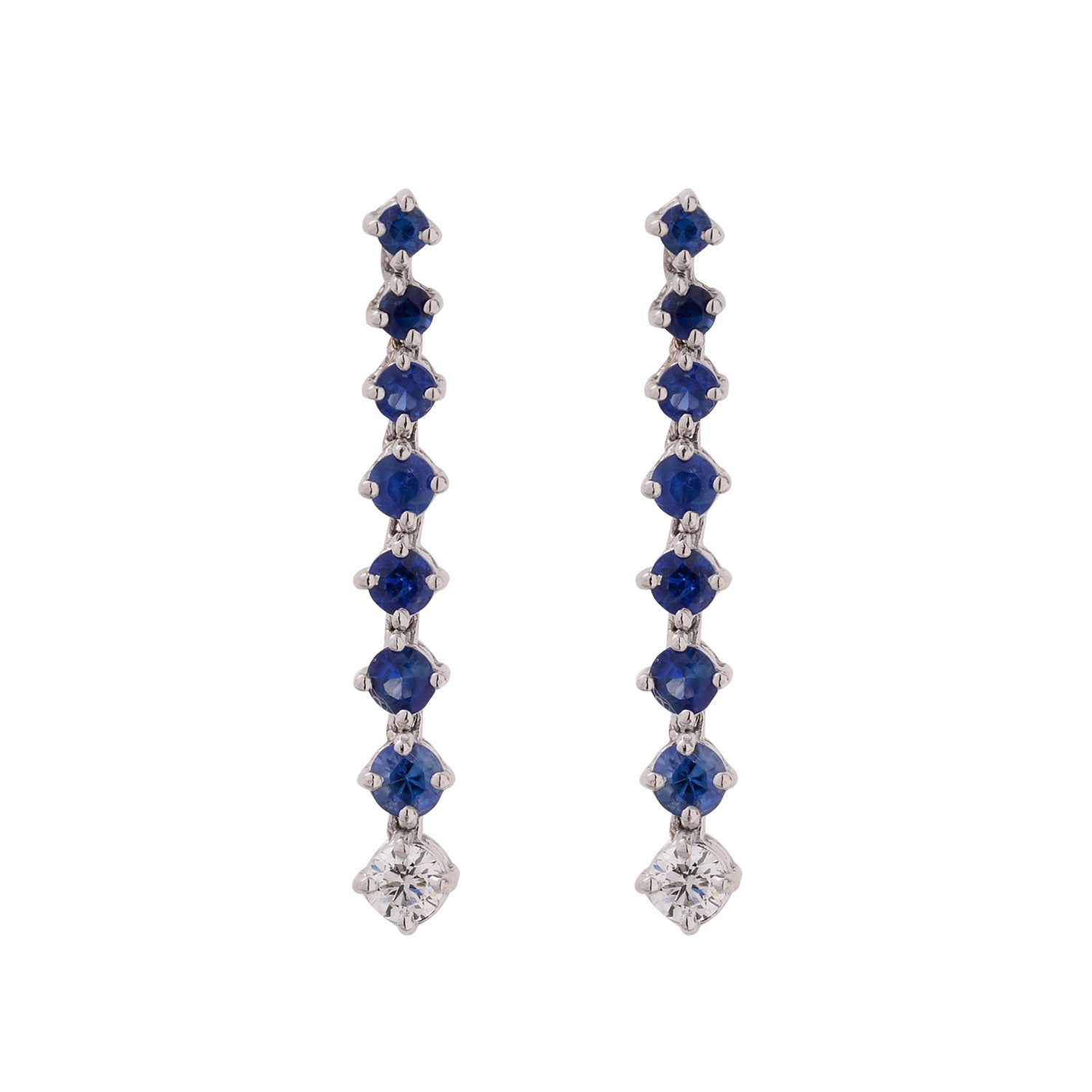 Sapphire Drop- down Earrings with Diamonds