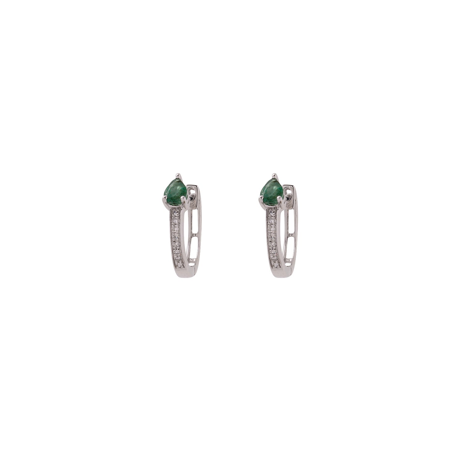 Diamond Hoops earrings with Emerald Tear