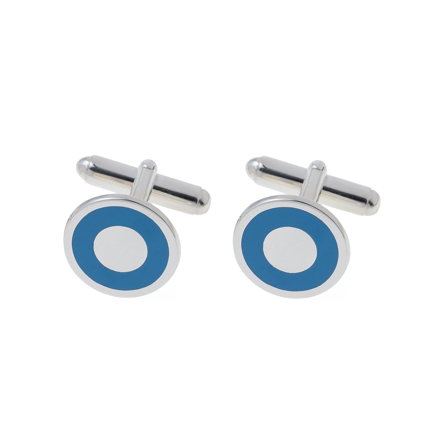 Silver Cufflinks with turquoise enamel
