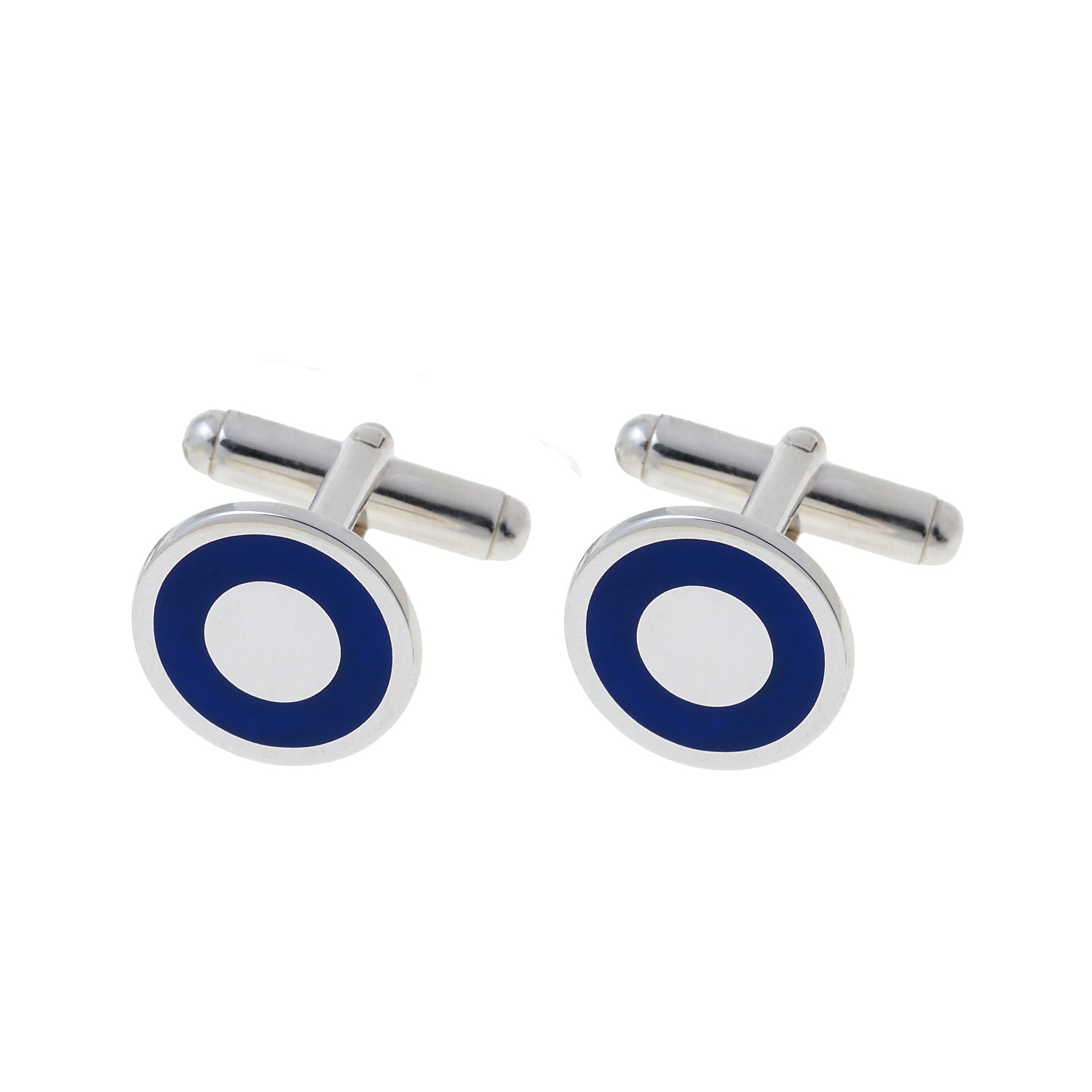 Silver Cufflinks with blue enamel