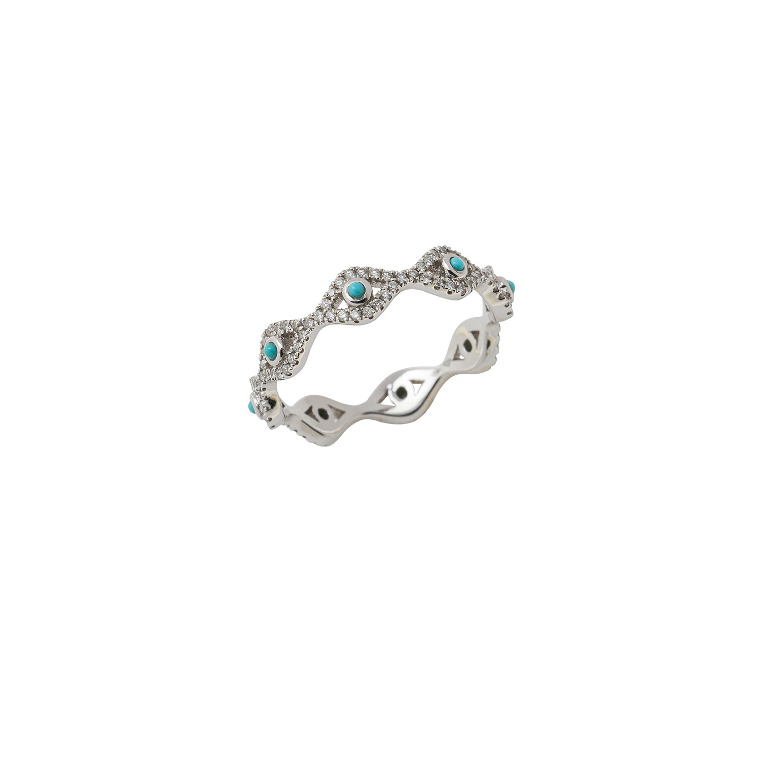 Eternity Eye ring with diamonds & turquoise