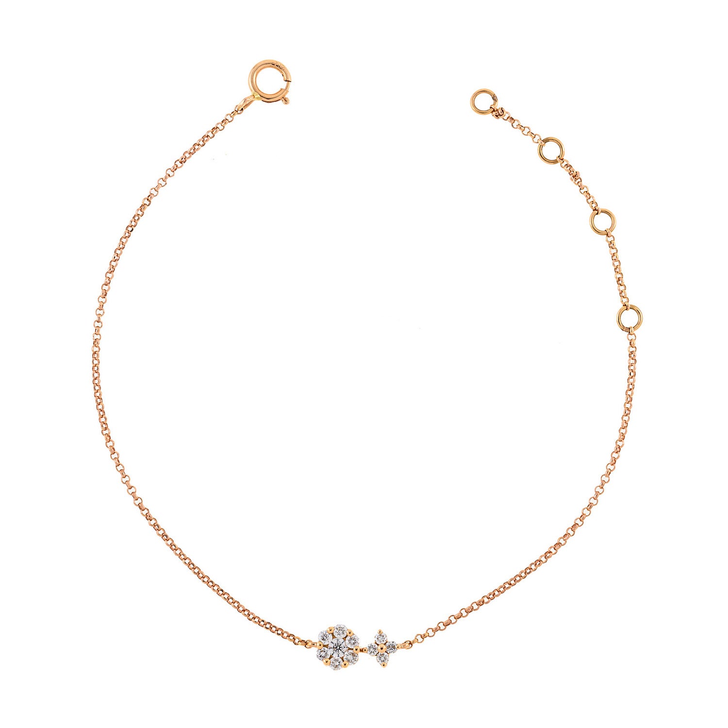 Diamond rosette chain bracelet