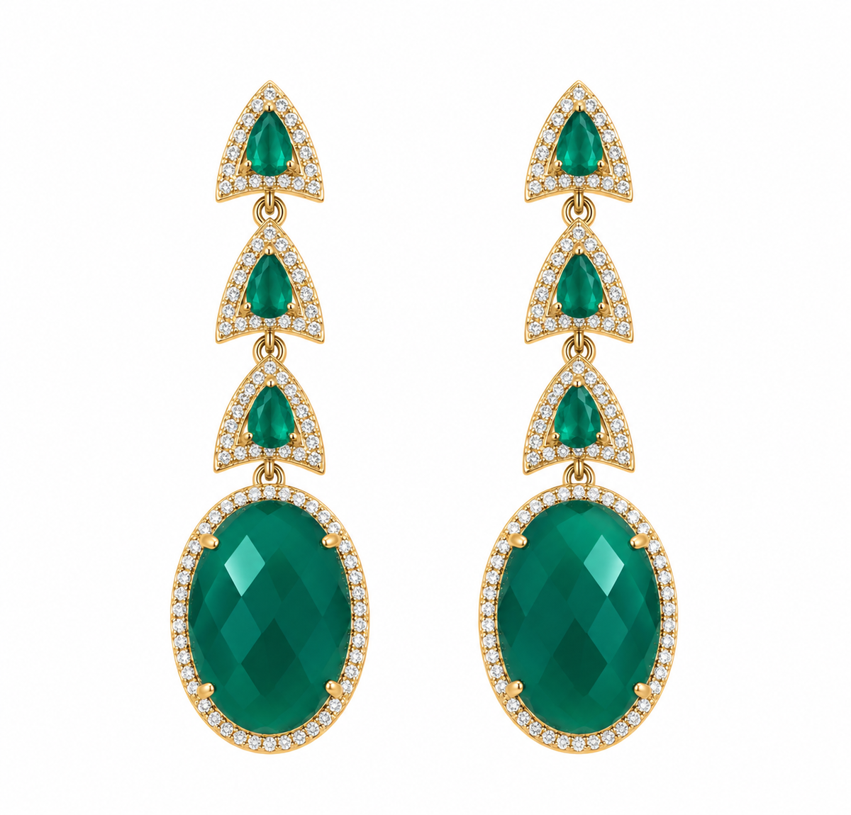 Green Onyx Rain Earrings
