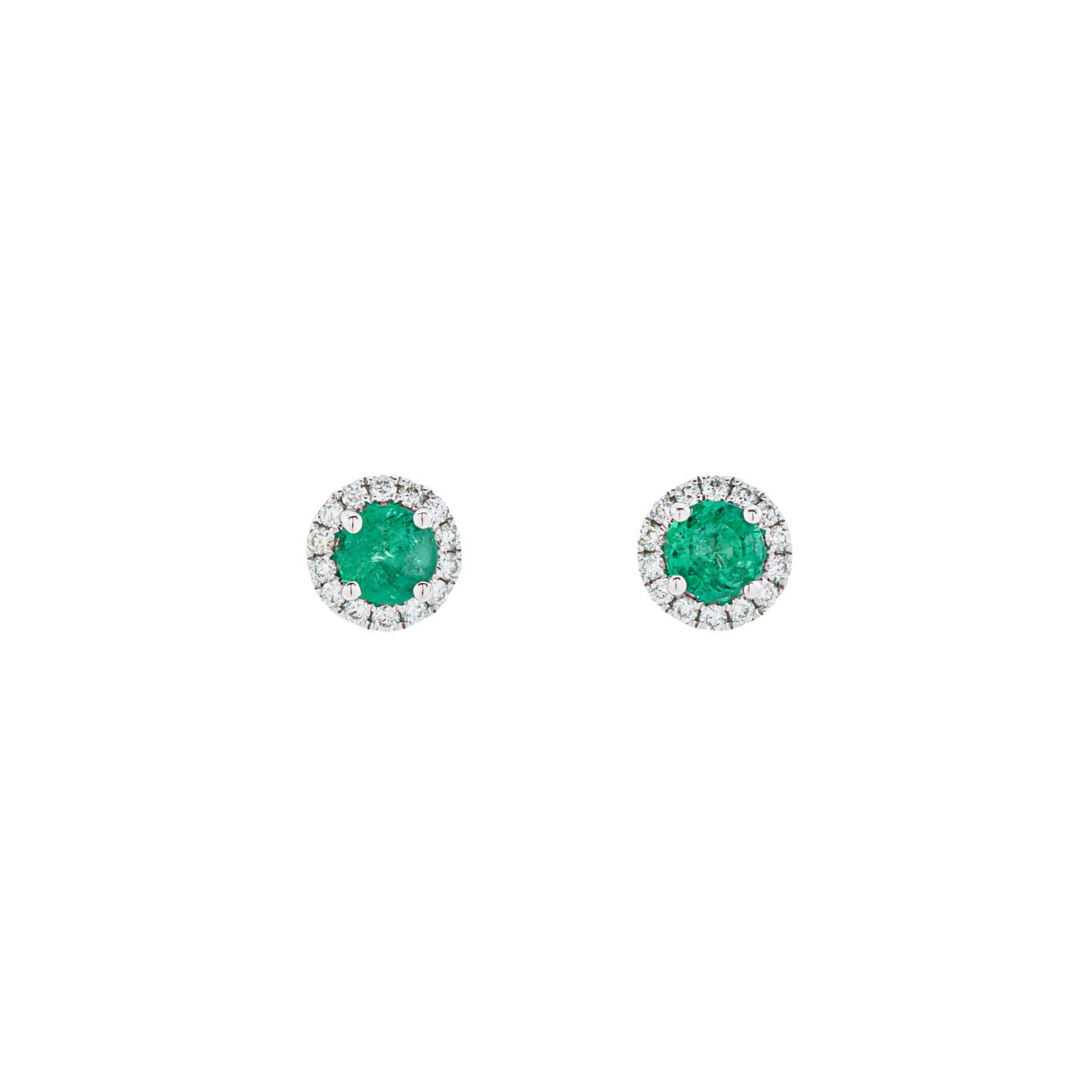 Emerald and Diamond Stud Earrings