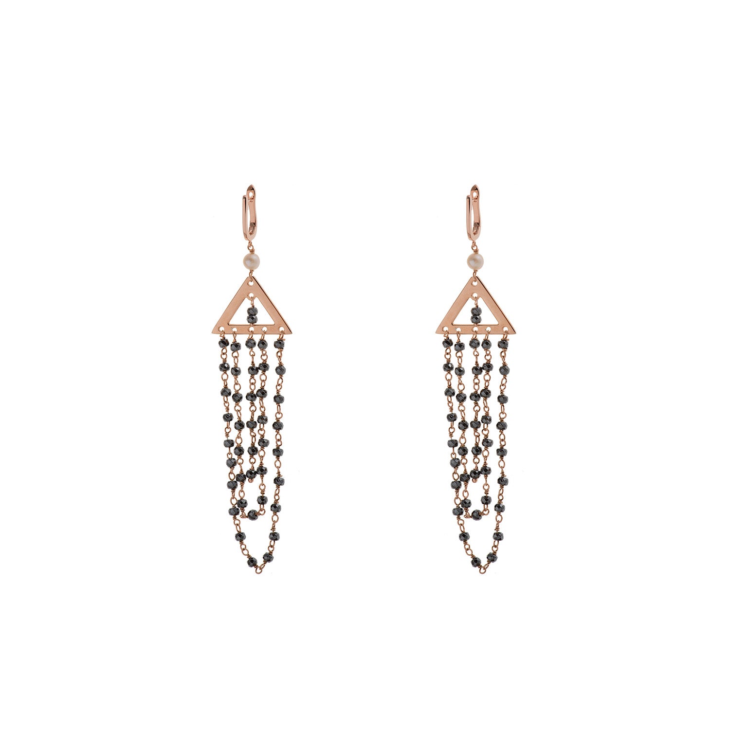 Triangle Earrings with Gray Stones