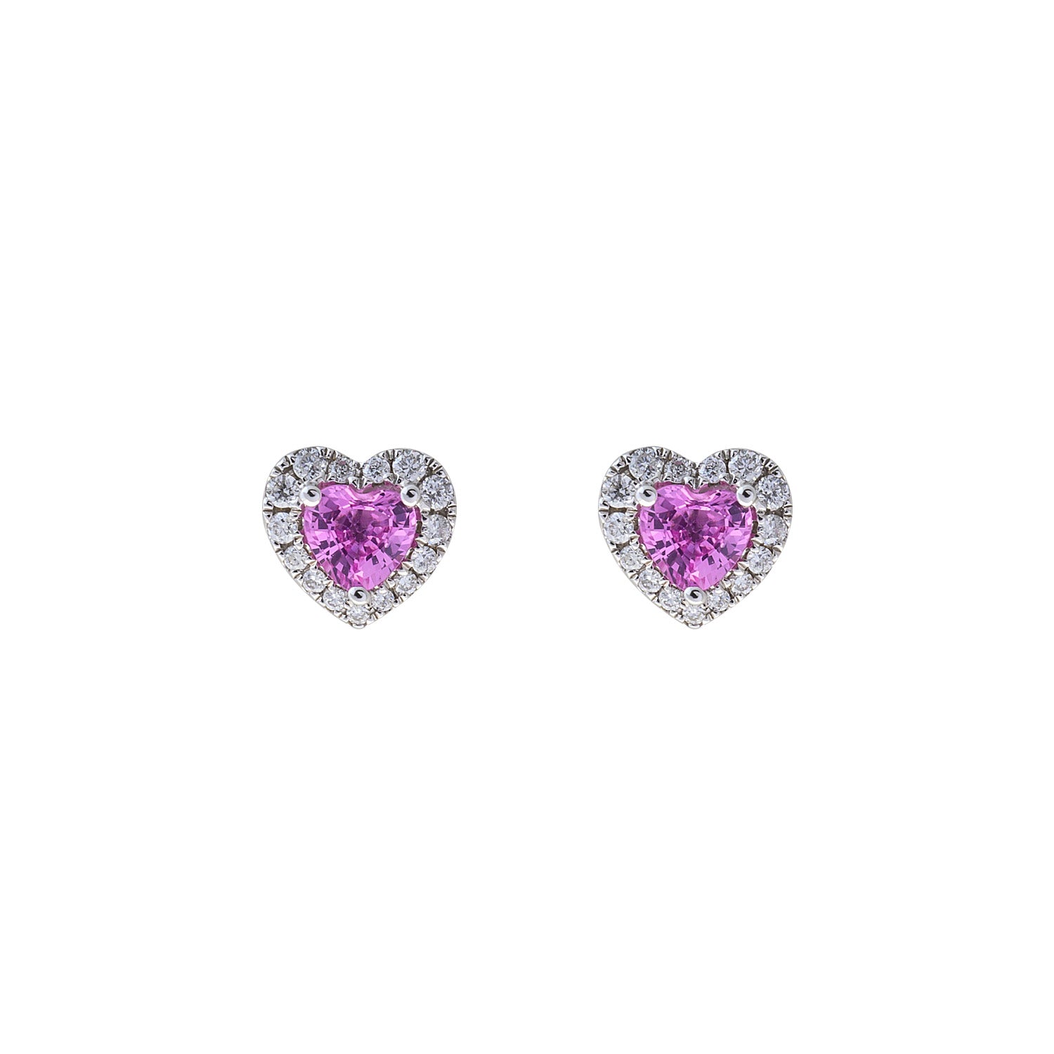 Pink Sapphire Hearts Earrings