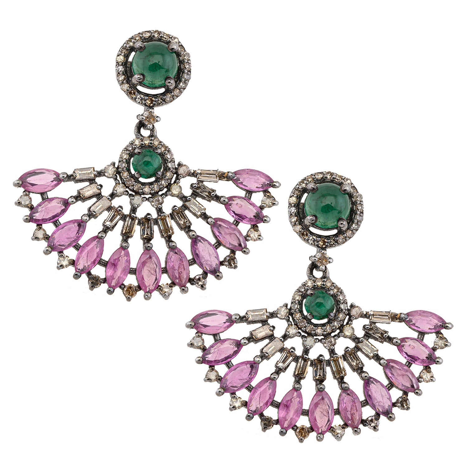 Fan shaped Diamond Earrings