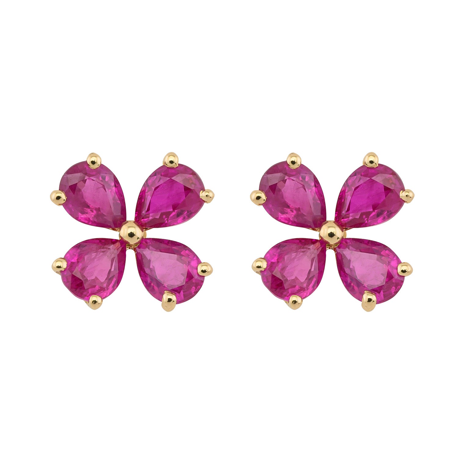 Ruby Flower Earrings