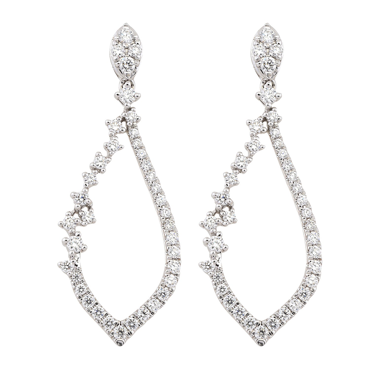 Open teardrop Diamond Earrings