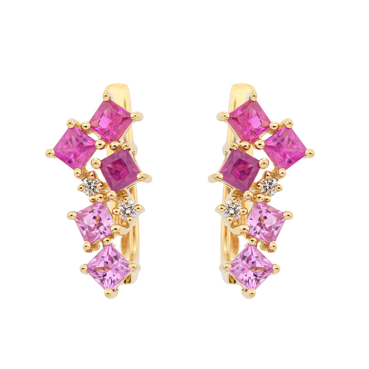 Pink Sapphire and Ruby Earrings