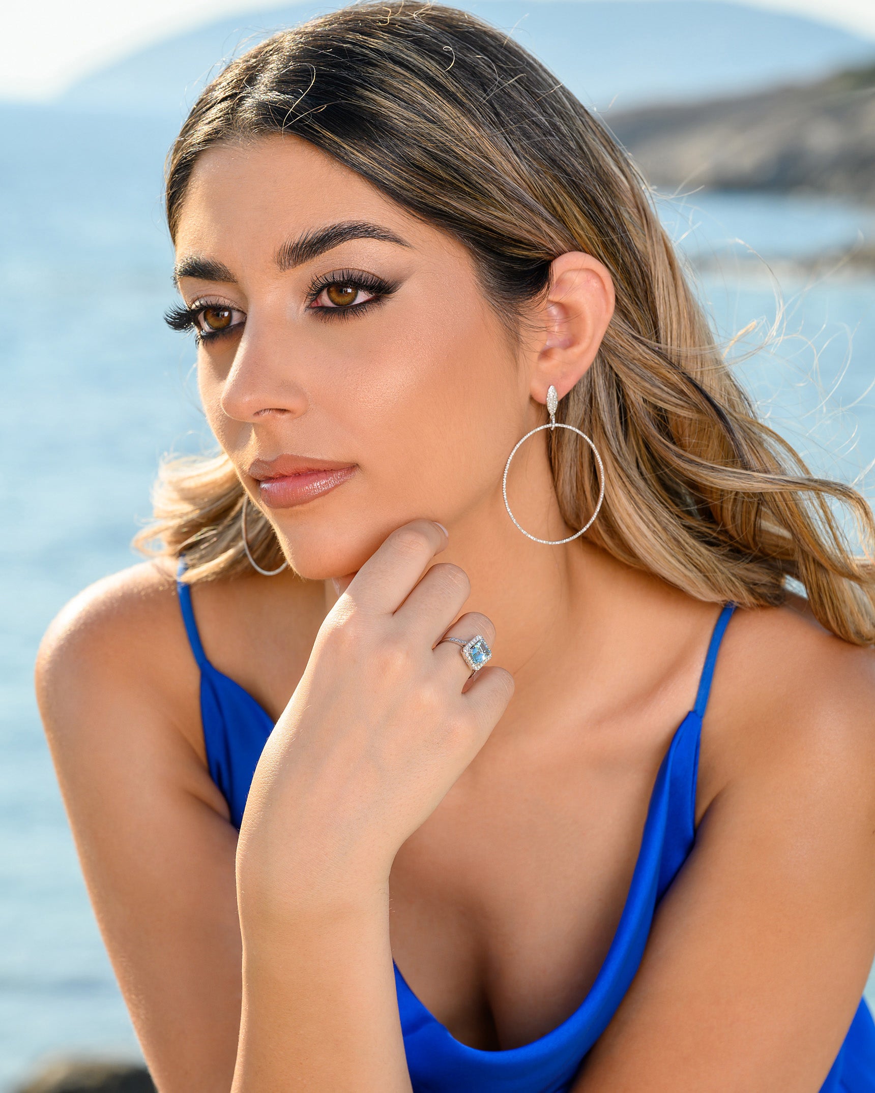 Aqua Marine diamond ring
