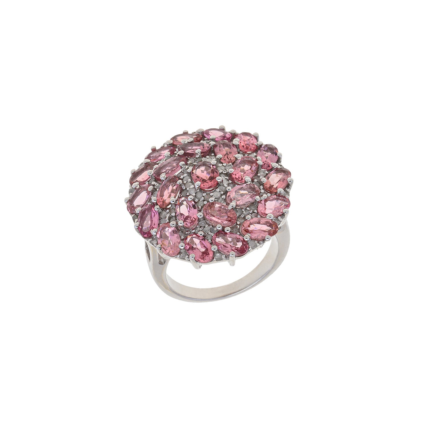 Rosé Majesty: Silver Ring with Pink Tourmaline and Diamonds